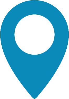 Ein blauer Standortmarker auf weißem Hintergrund.