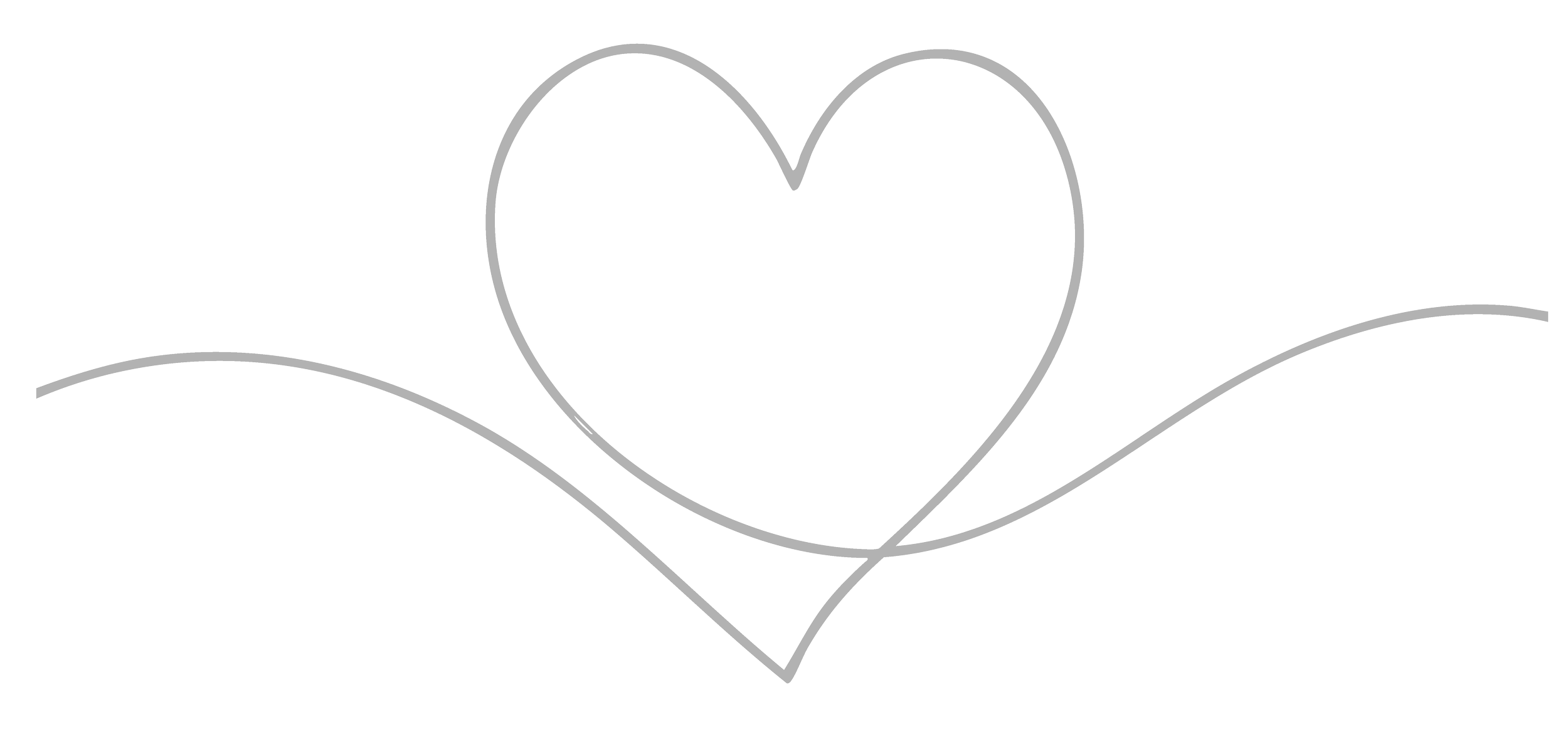 A minimalist line drawing of two intertwined hearts, one larger and one smaller, connected by a horizontal line.
