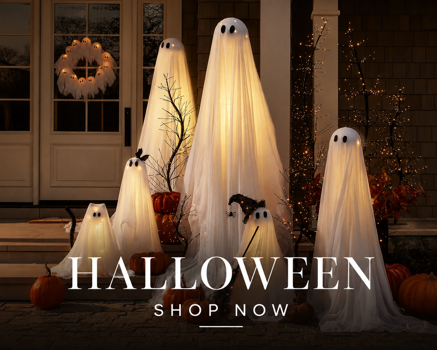Halloween decorating ideas, ghost porch decor, pumpkins and seasonal Halloween inspiration