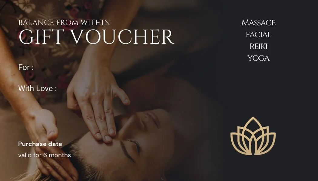 Give the gift of pure self-care 🎁
Gift vouchers are the perfect way to spoil someone you love - massage, relaxation, rejuvenation and even yoga sessions - all wrapped into one thoughtful surprise.

Whether it&rsquo;s a bespoke present or a well-dese