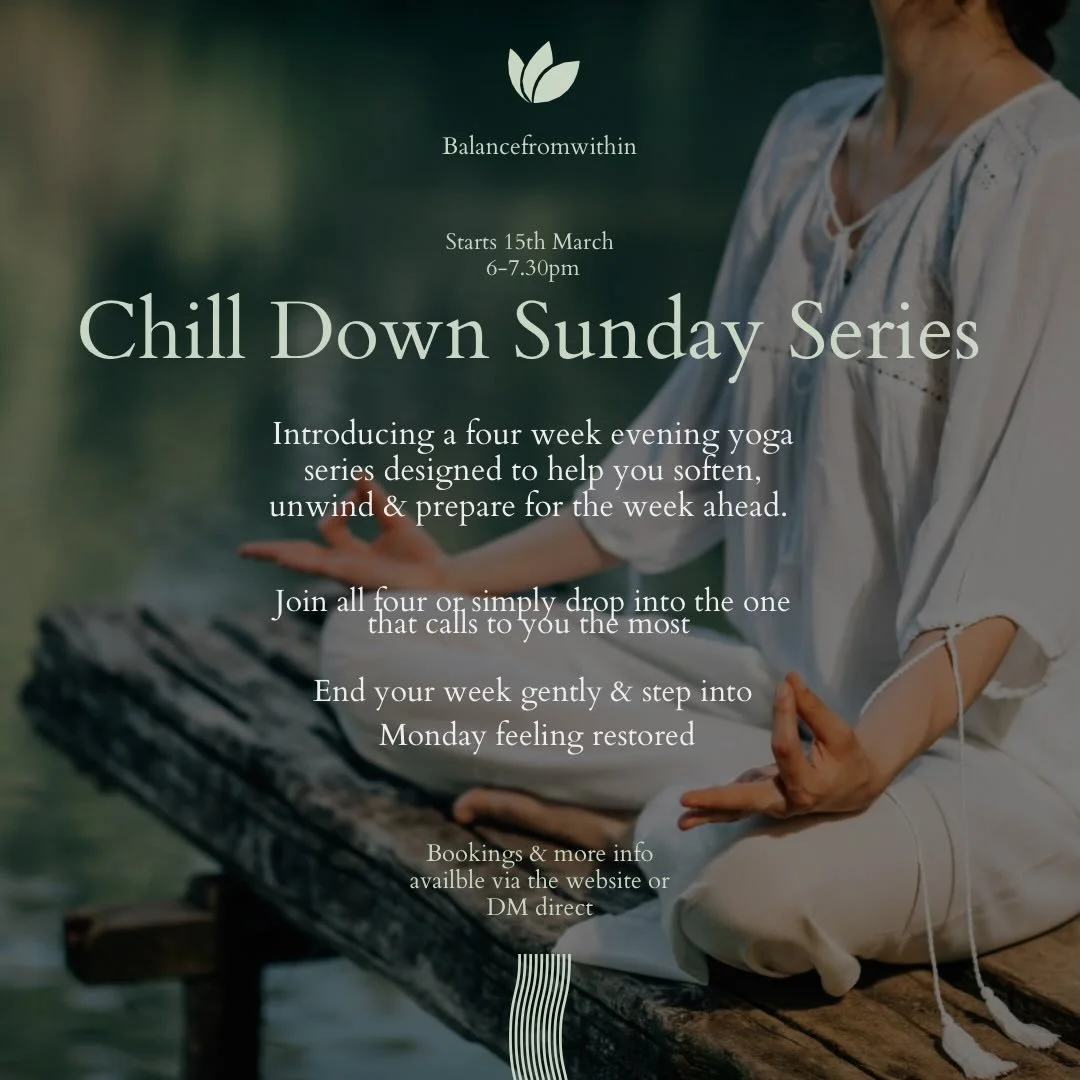 Introducing &ldquo;Chill Down Sundays&rdquo;. A four-week evening yoga series designed to help you slow down, release tension from the week just gone, and reset your body and mind for the week ahead.

Sundays from 6-7:30pm, we&rsquo;ll move gently, b