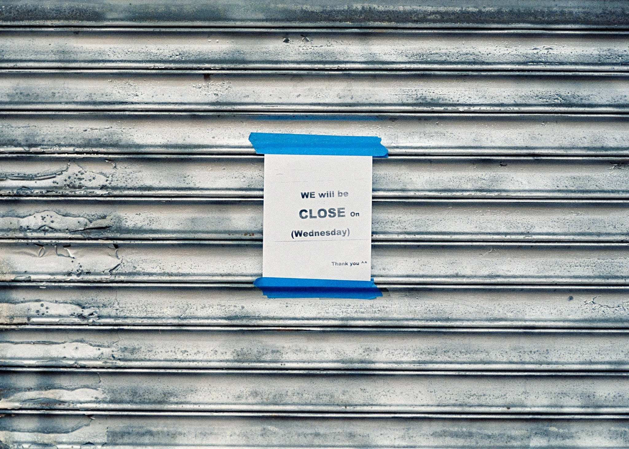 We will be close on (Wednesday). Thank you ^^