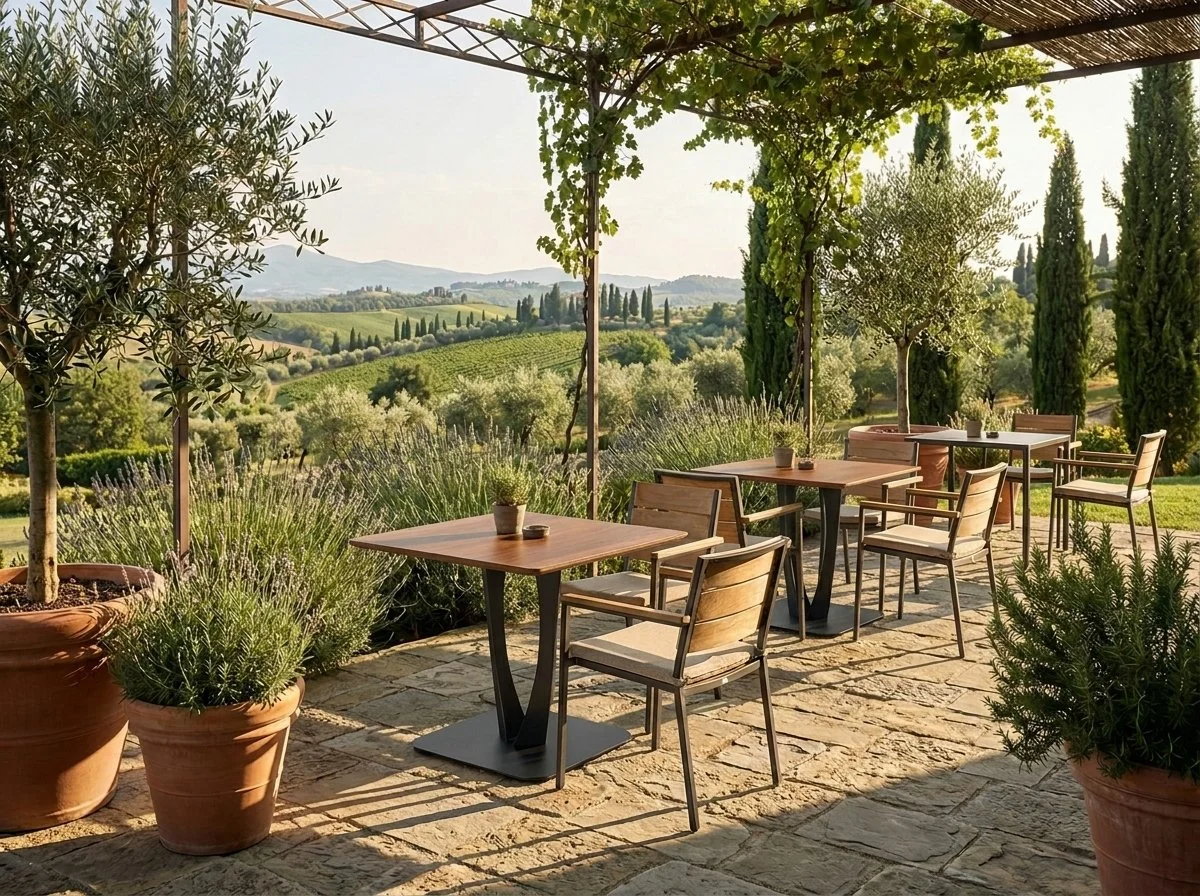 Tavolo da ristorante Vasia con piano in legno