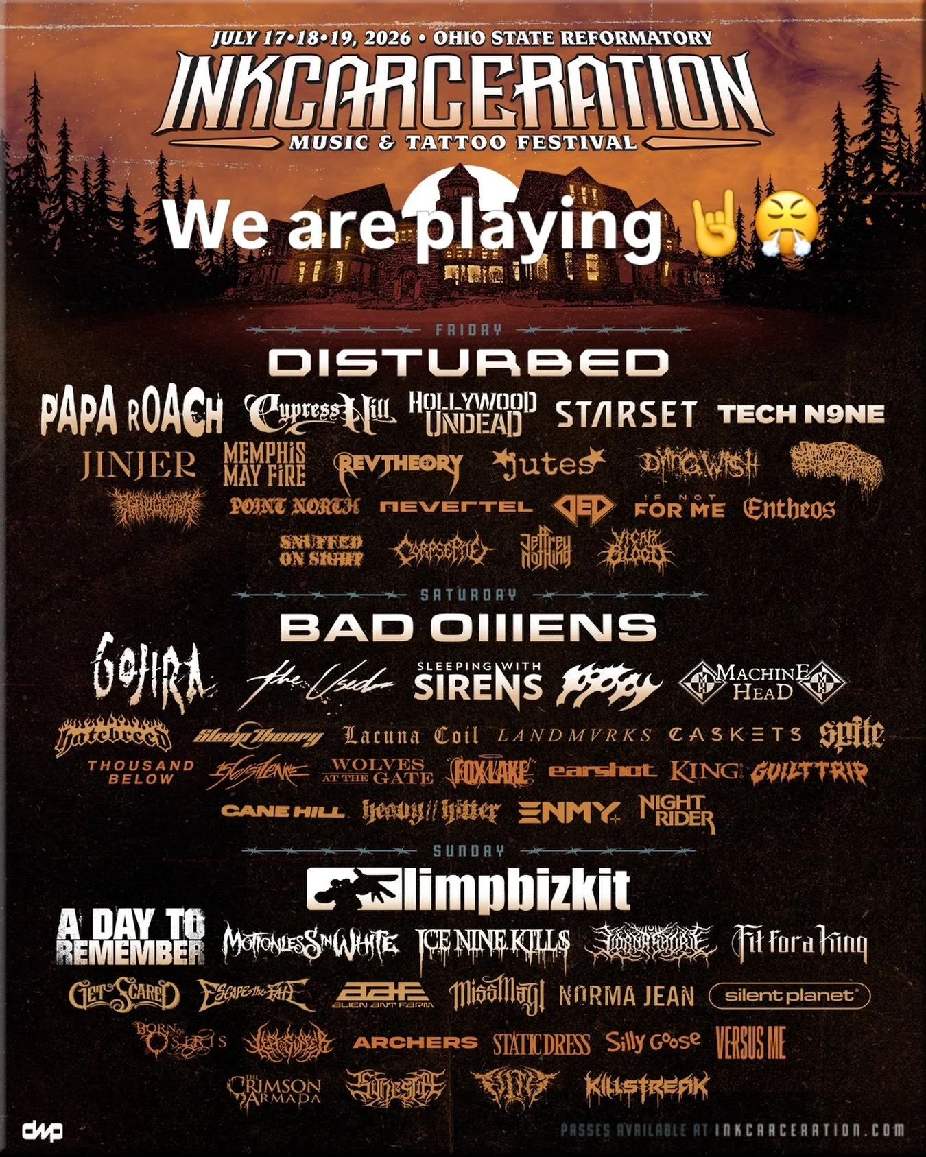 Our next show is Friday July 17th INKCARCERATION FESTIVAL!