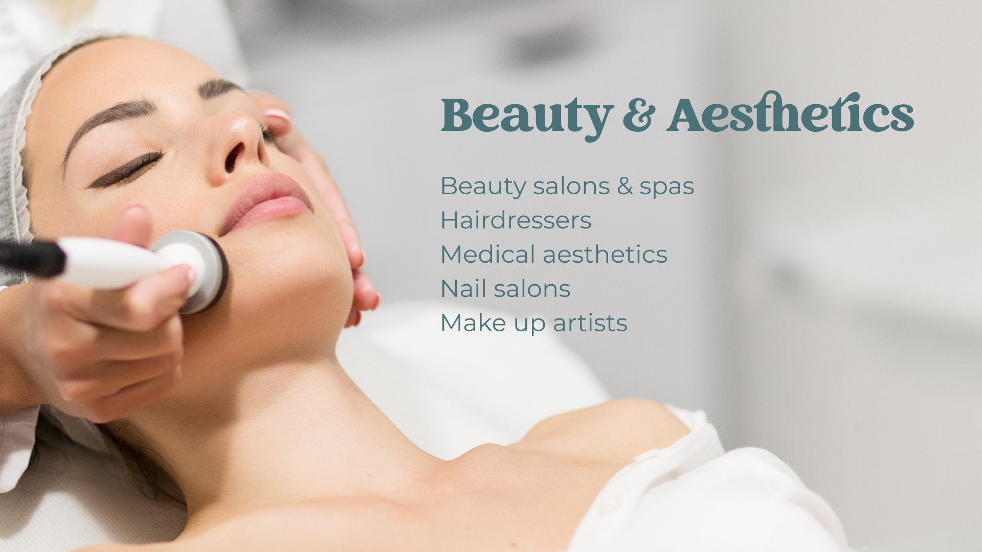 A woman receiving a facial treatment in a beauty clinic, with a focus on skincare and aesthetic services.