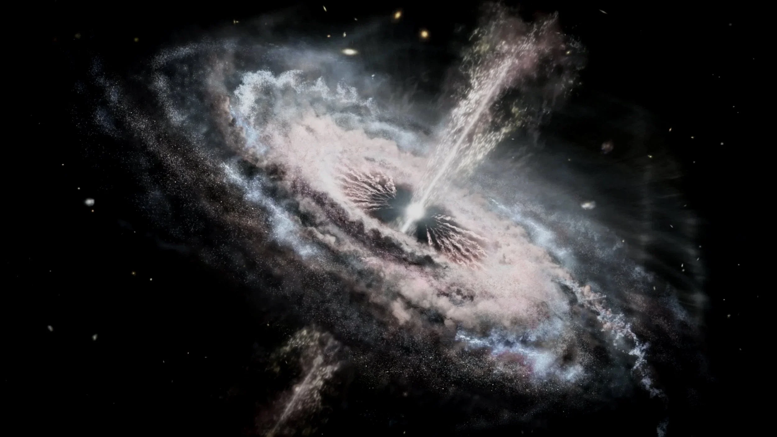 A swirling, massive supernova, bright in the middle, like the supernovas mentioned in Femi's poem
