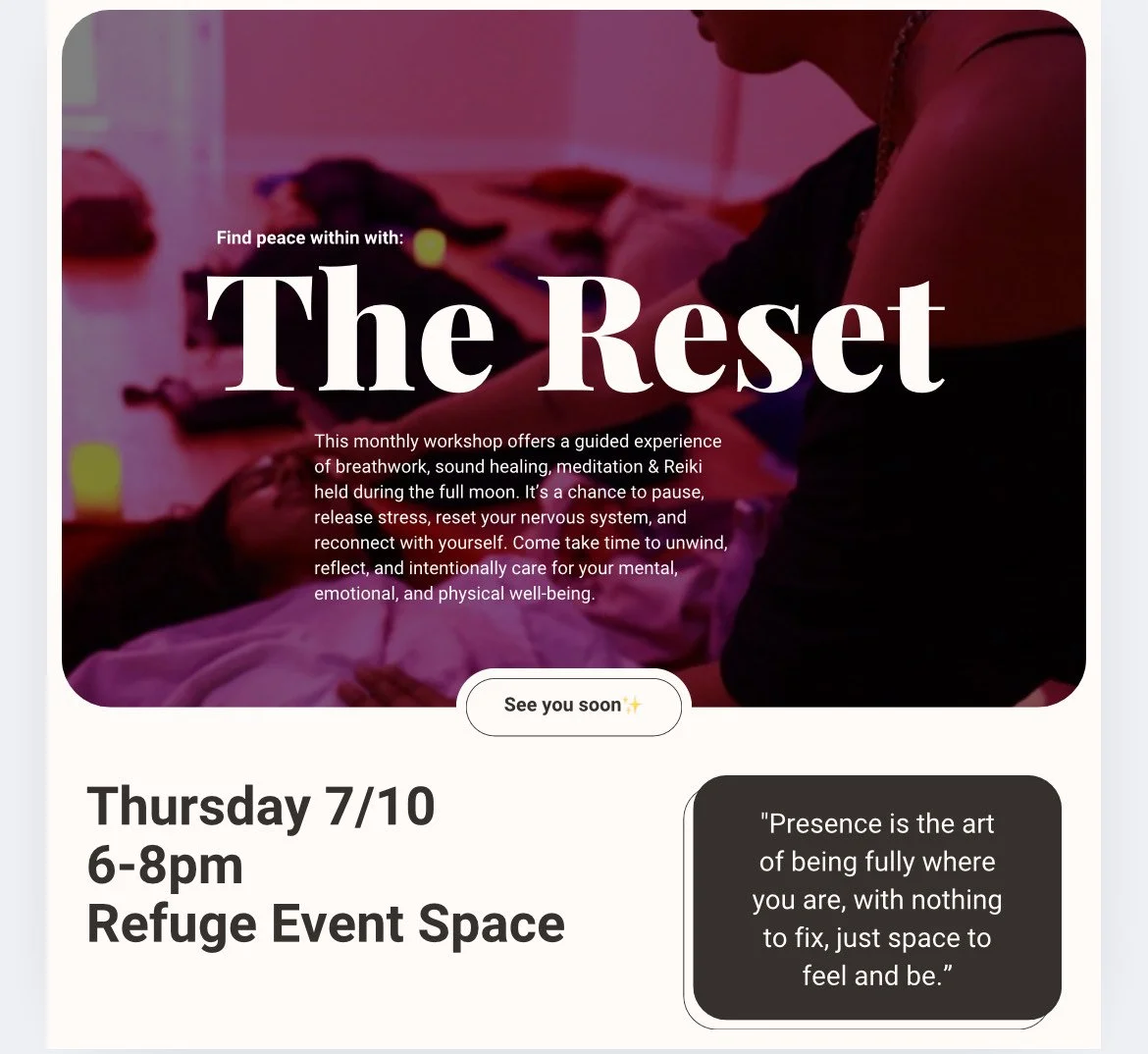 The Reset: Full Moon Workshop & Sound Bath 🧘🏽♀️🌕