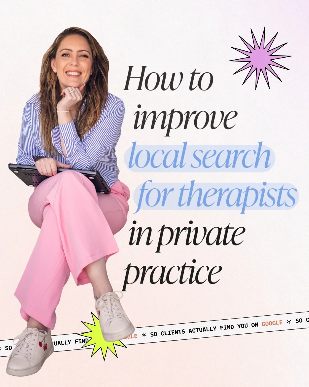 Your ideal client is searching for you on Google right now. And if you are not showing up, someone else is getting that booking.

I know that sounds dramatic but it is just true. The therapy space is more competitive than it has ever been and referra