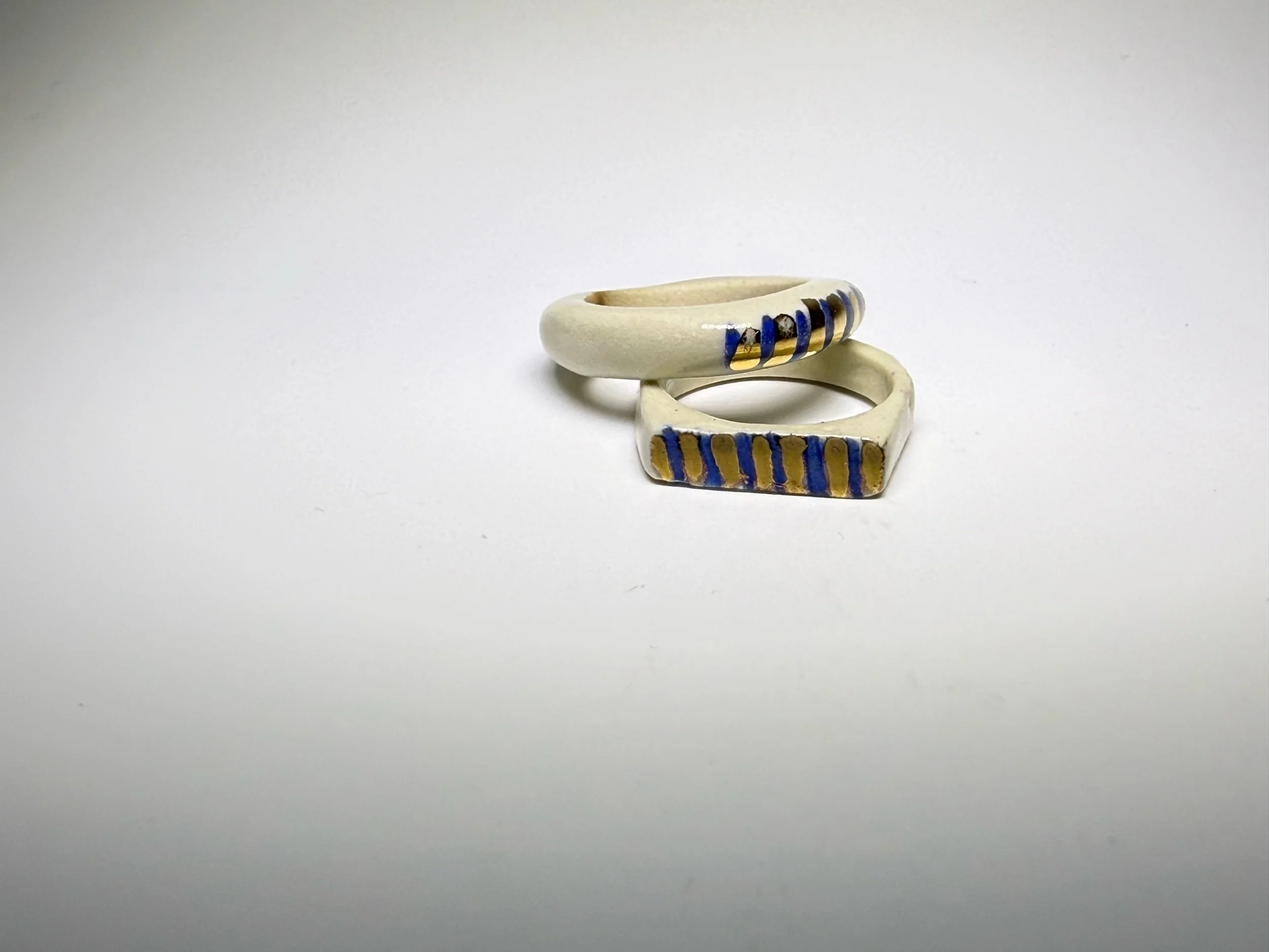 Blue and Gold Striped Ring