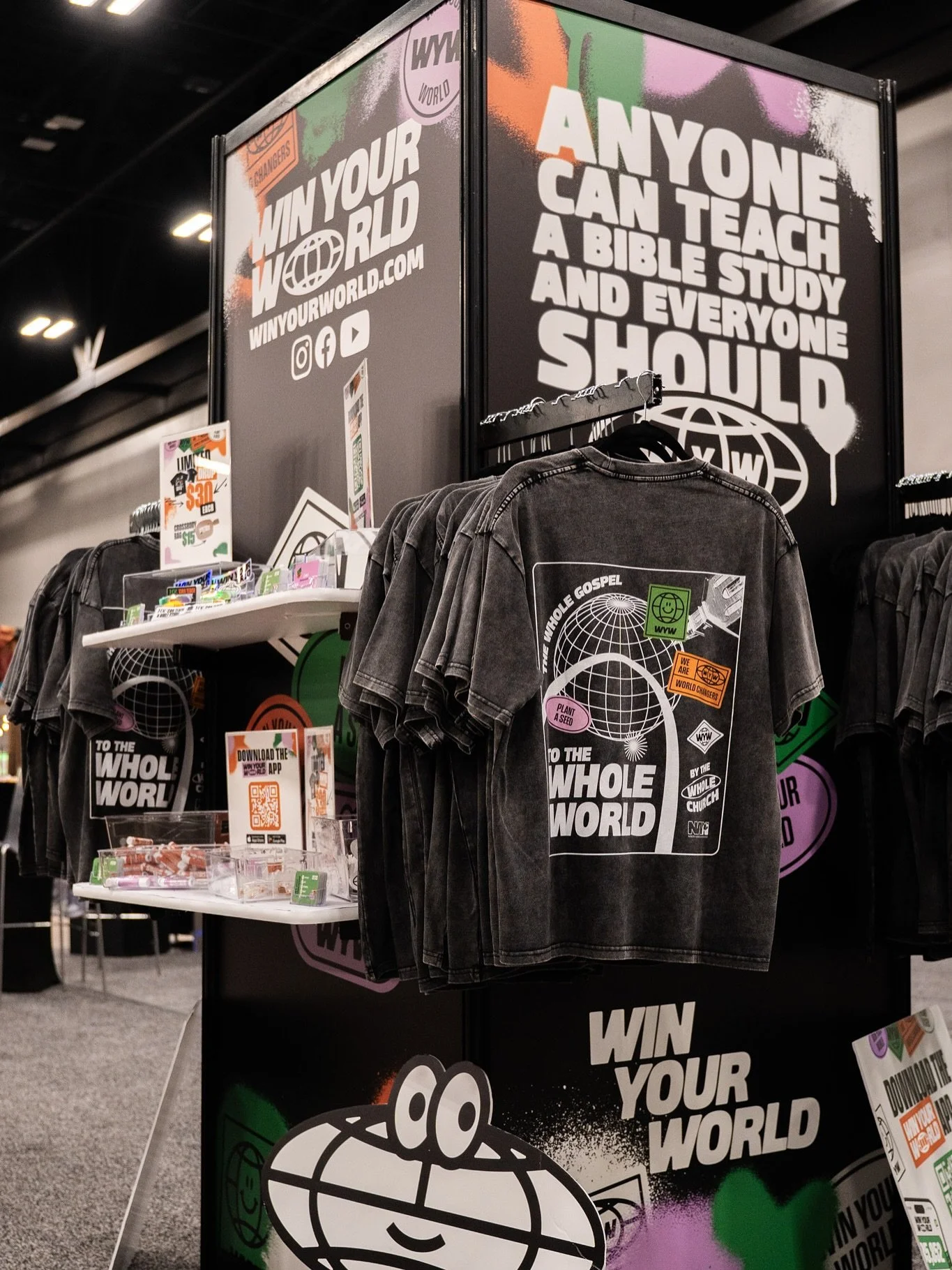 🛑 Stop by the NAM booth and pick up our *exclusive* General Conference shirt! We also have our WYW shoulder bags for sale and other FREE merch! 
&bull;&bull;&bull;
Have you downloaded the Win Your World app? Go to winyourworld.app and get it today! 