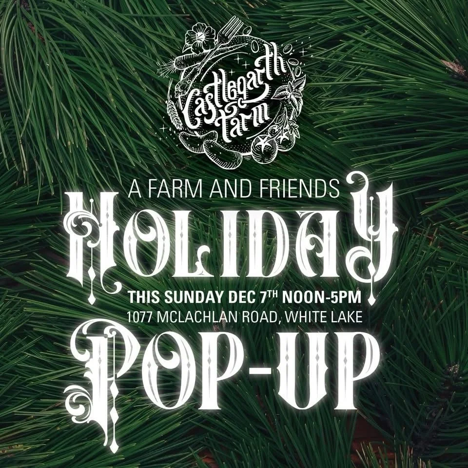 This Sunday we are popping up at @castlegarthfarms right here in White Lake! We'll have all of our best stocking stuffers and maybe even a few treats to keep you calm between Uncle Bob's unsolicited opinions and family debates this season 😉🎁🌲