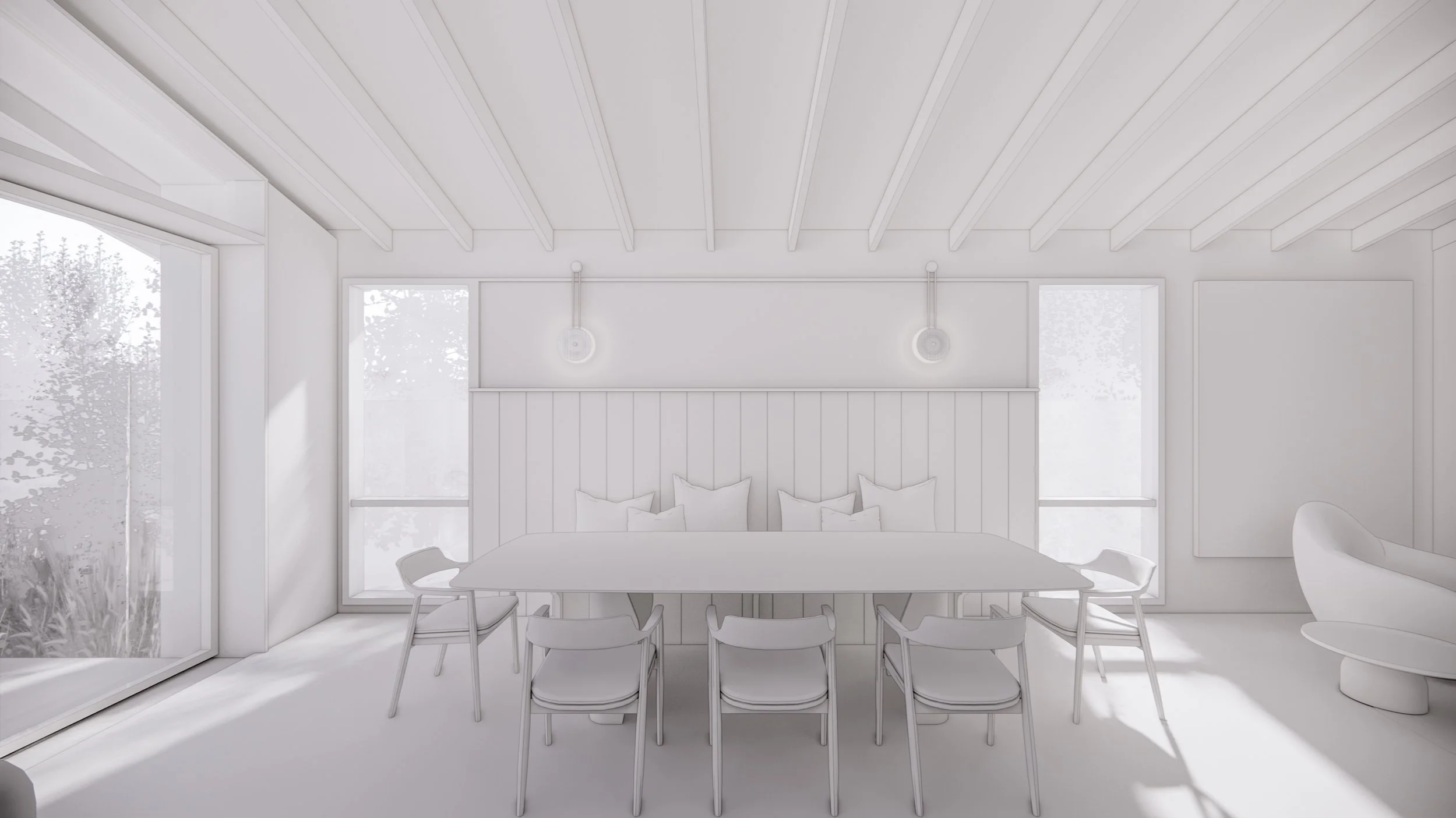 Northern California Peninsula's Parkside Home with custom built in dining bench.