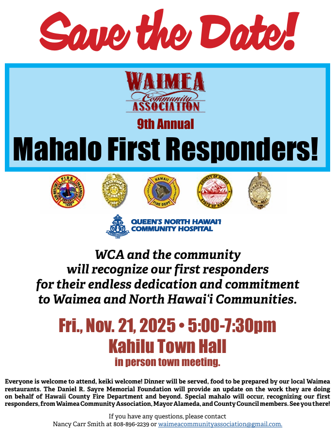 MAHALO First Responders Dinner - Waimea Community Association