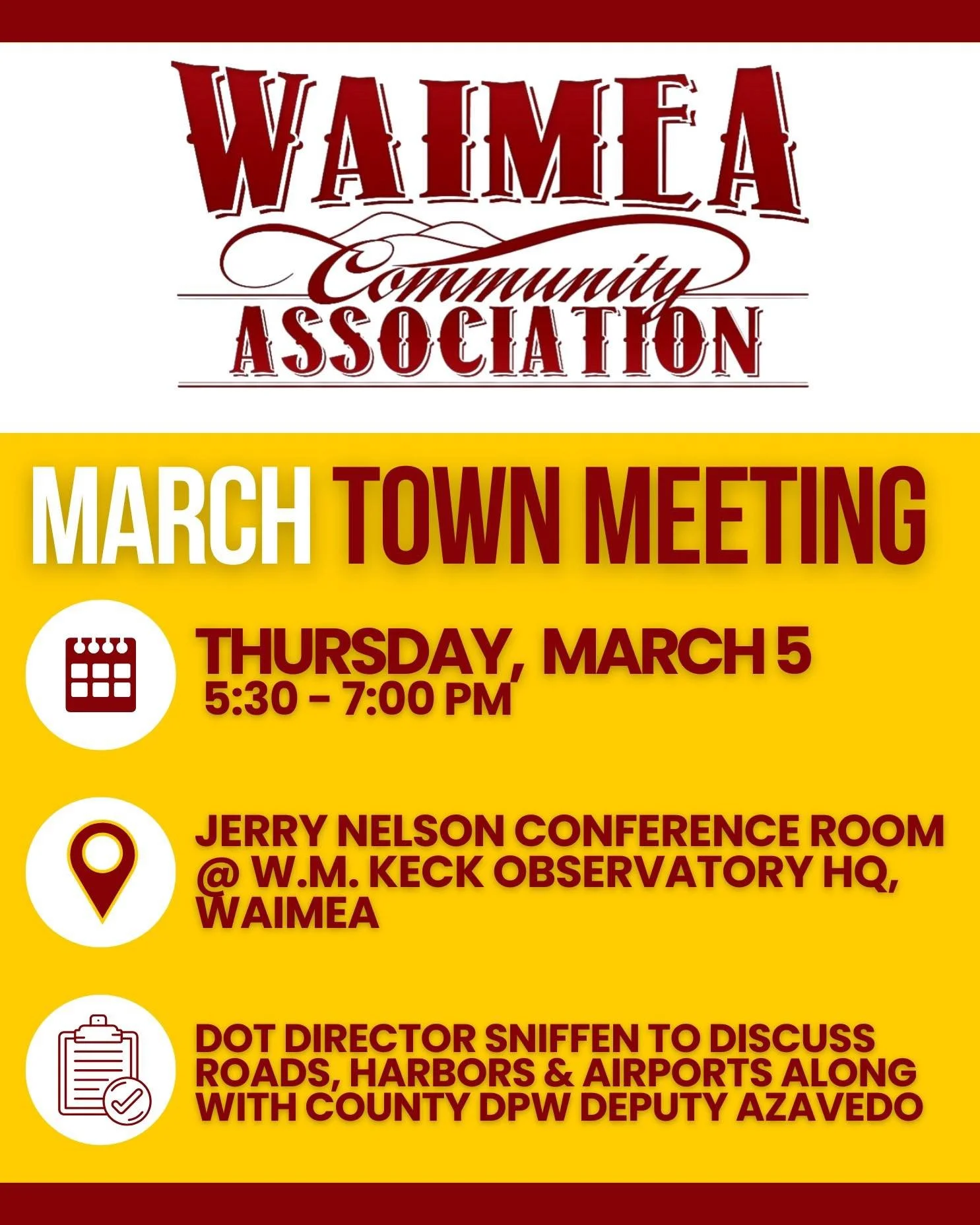 Waimea Community Association March Town Meeting w/HDOT Director Ed Sniffen