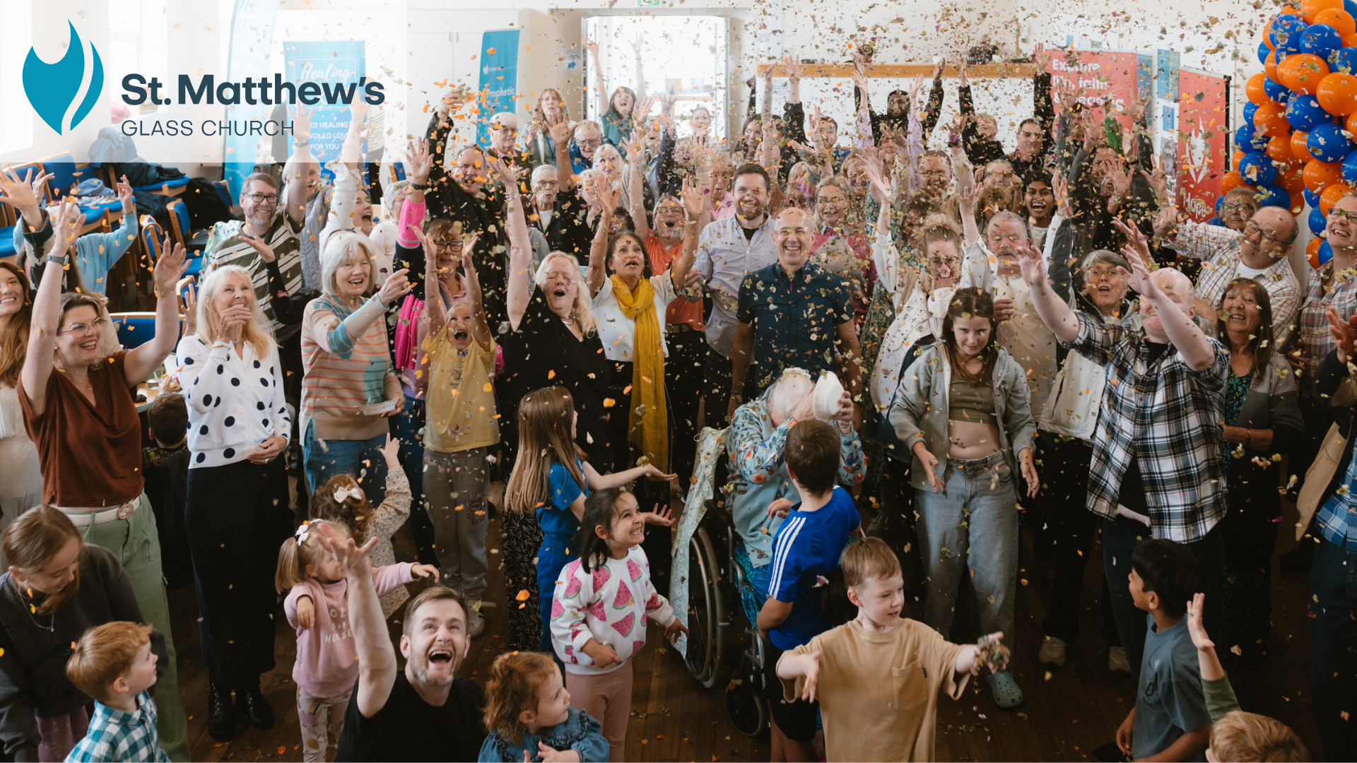 St Matthew's church community joyfully celebrating the launch of the Hope Centre fundraising.