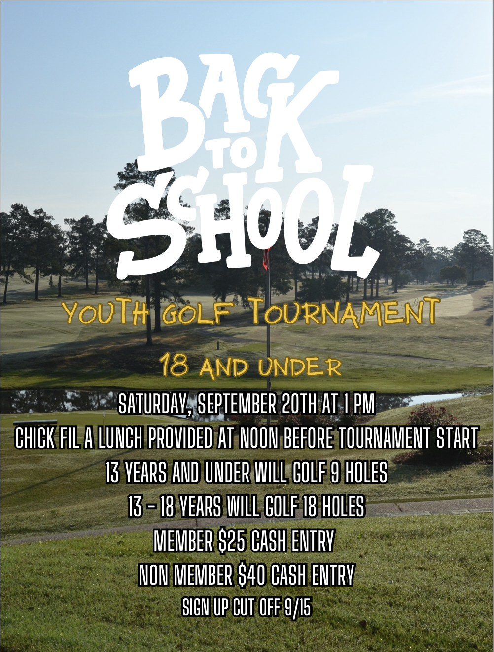 Back to School Youth Golf Tournament