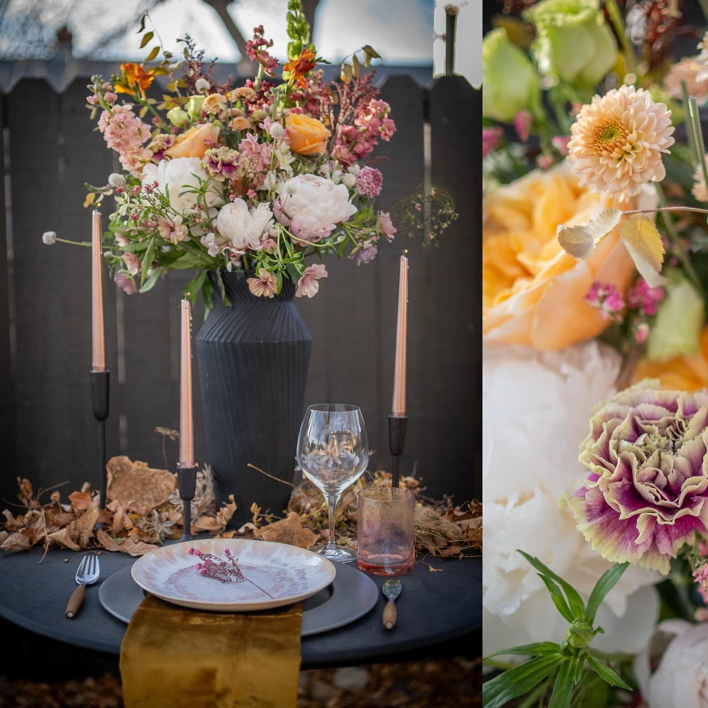 Pink, in the heart of fall, is its own kind of rebellion.
Softness with a spine &mdash; showing up in a season that was never built for her and refusing to dim just because everything around her is turning brittle.

She warms the whole table simply b