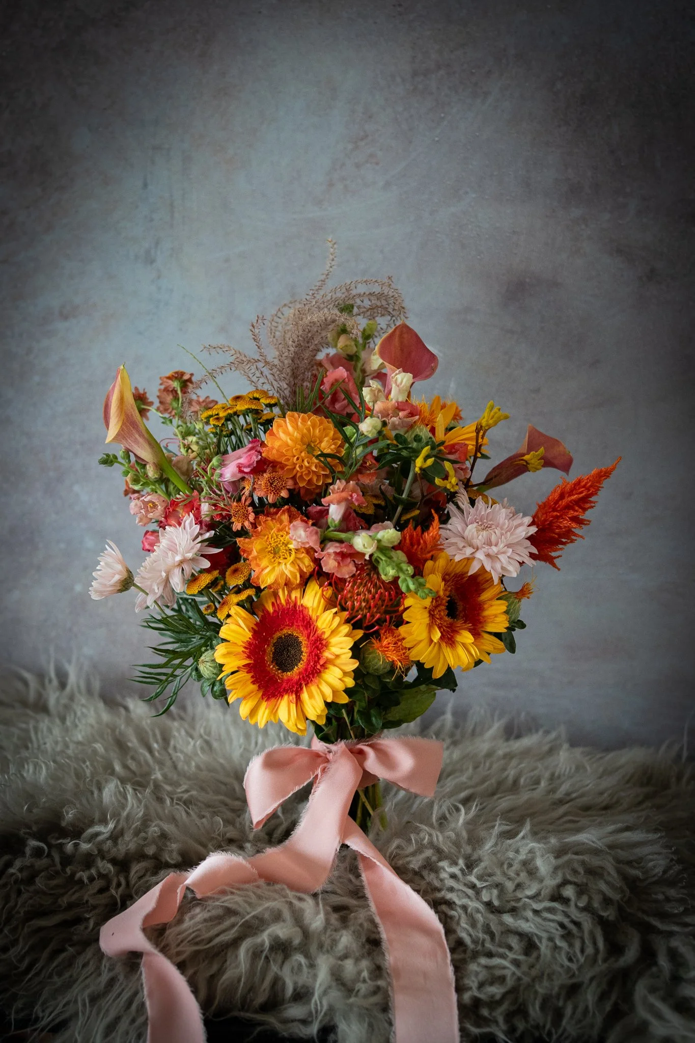Handheld Ash + Ether bridal bouquet with autumn florals, created for Colorado weddings.