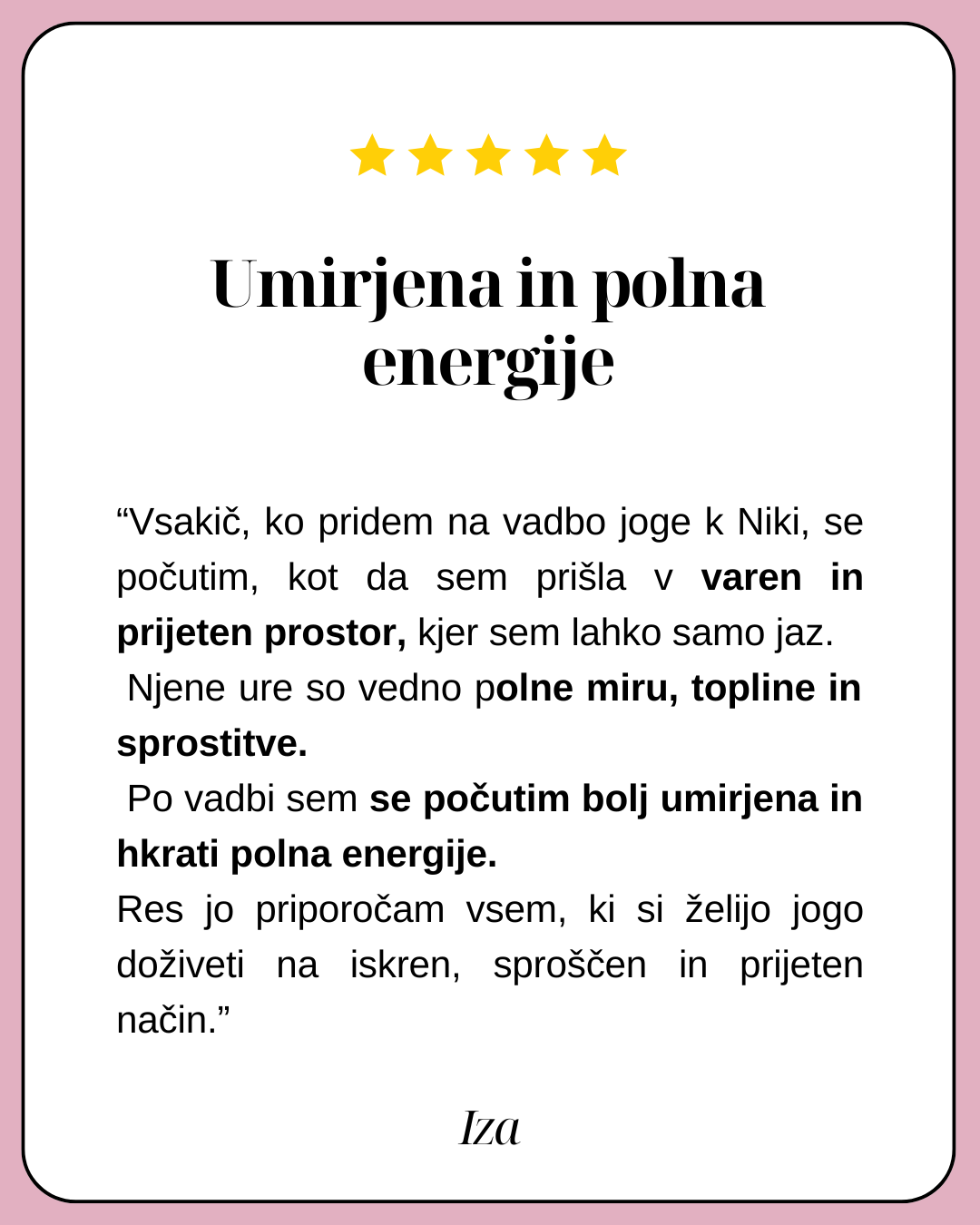 Umirjena in polna energije
