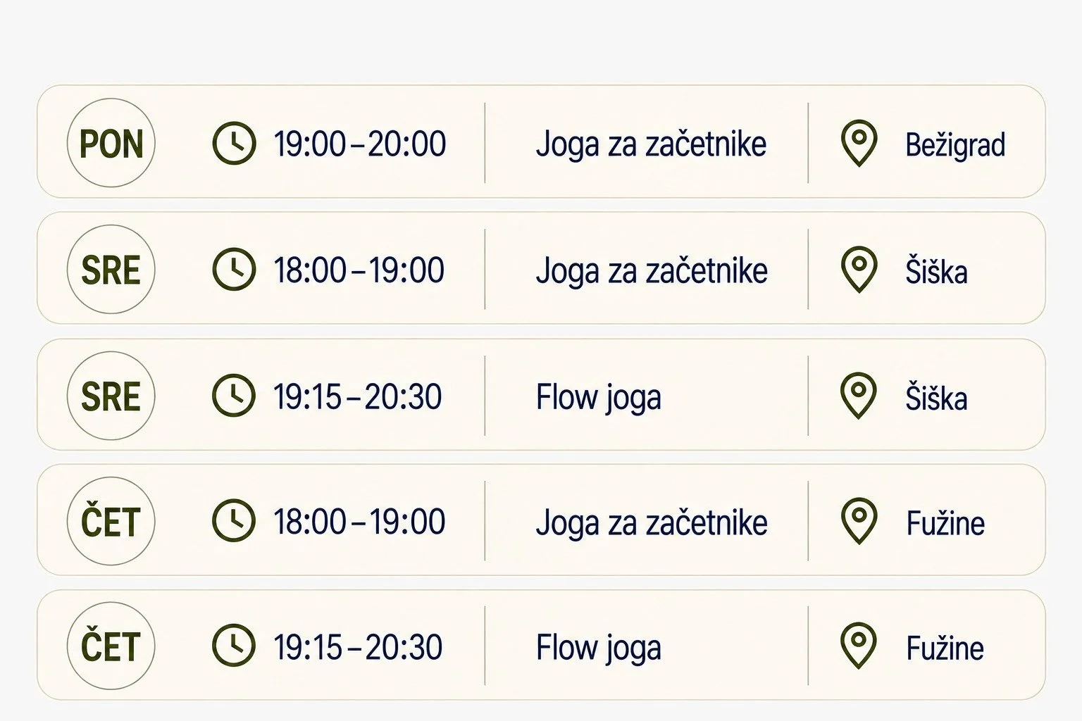 Urnik in lokacije vadb joge za začetnike in flow joge v Ljubljani
