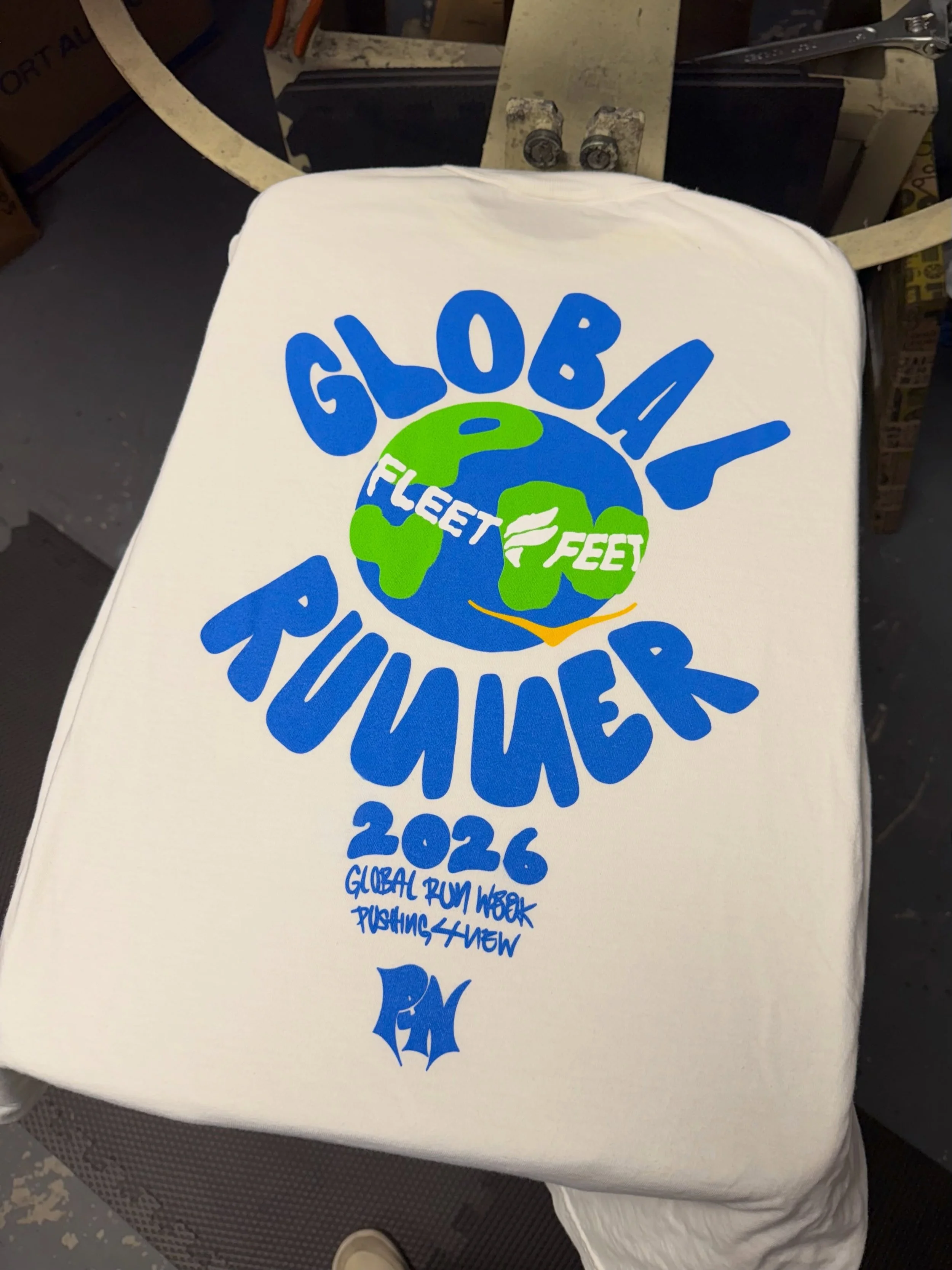 Get your run game on during Global Run Week. @comfort_colors Tshirts printed for @pushing4new x @hoka at @fleetfeetmiami 👟 Show us what you&rsquo;re running towards! 🏃💨
&bull;
DM or Text us at (786) 914-3487 for a FREE quote today! 📲
Best Screenp