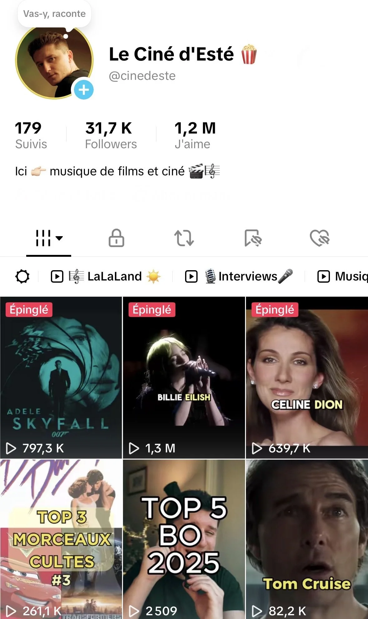 Exemple de création de contenu viral par Esteban Puttner - Storytelling ciné et musique sur TikTok.
