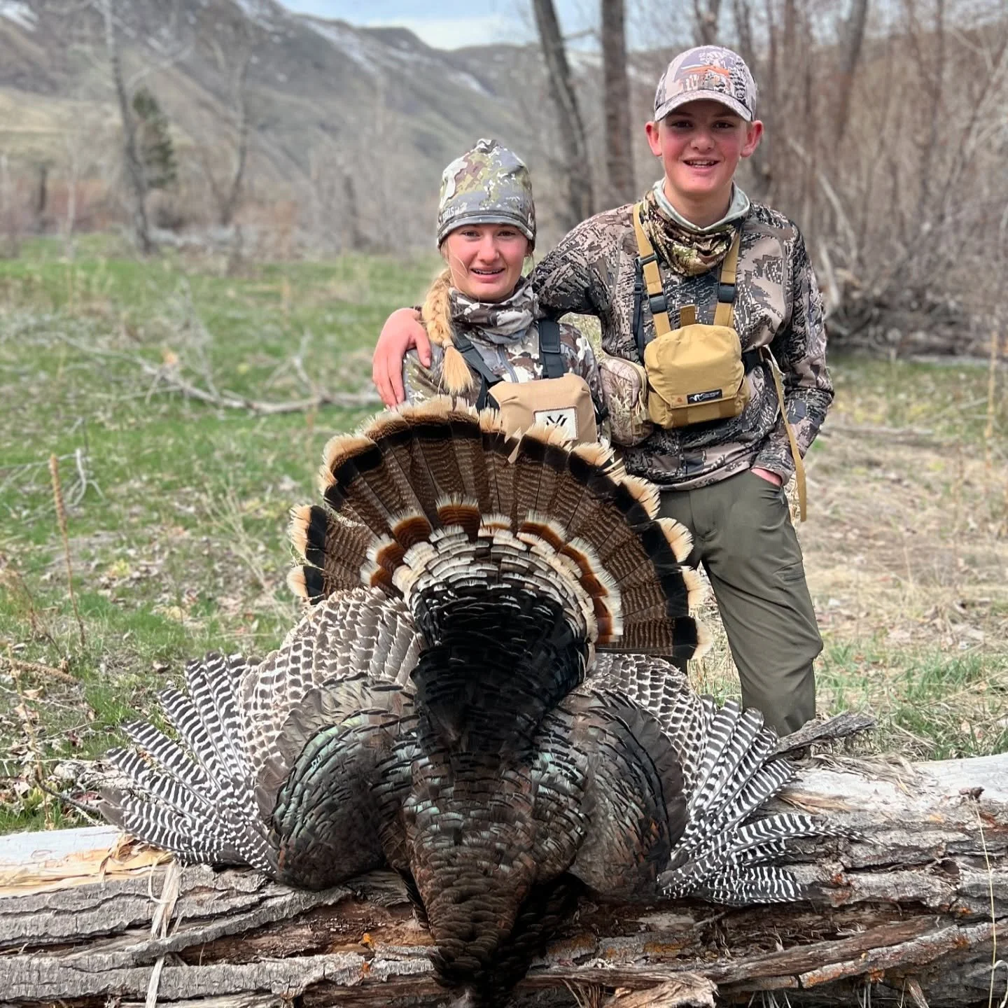 The sibling relationship is a special one. 
This year the two older took off, just the two of them together, chasing turkey through the hills. 
As they closed in and were in the final stages of their stalk, Colson set down his bow, leaving it back to