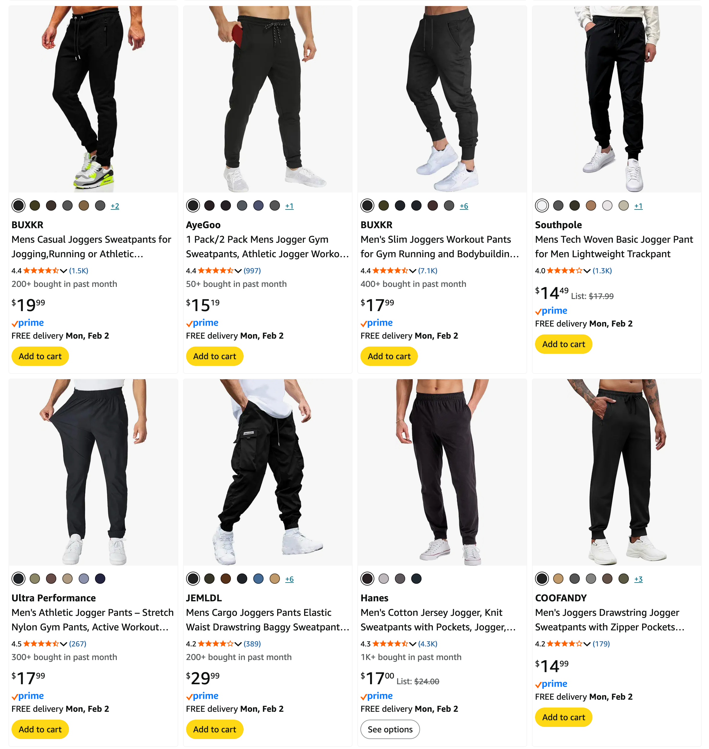 Amazon black jogger search result