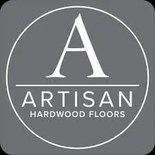Logo for Artisan Hardwood Floors with a large 'A' and white text on a gray background.