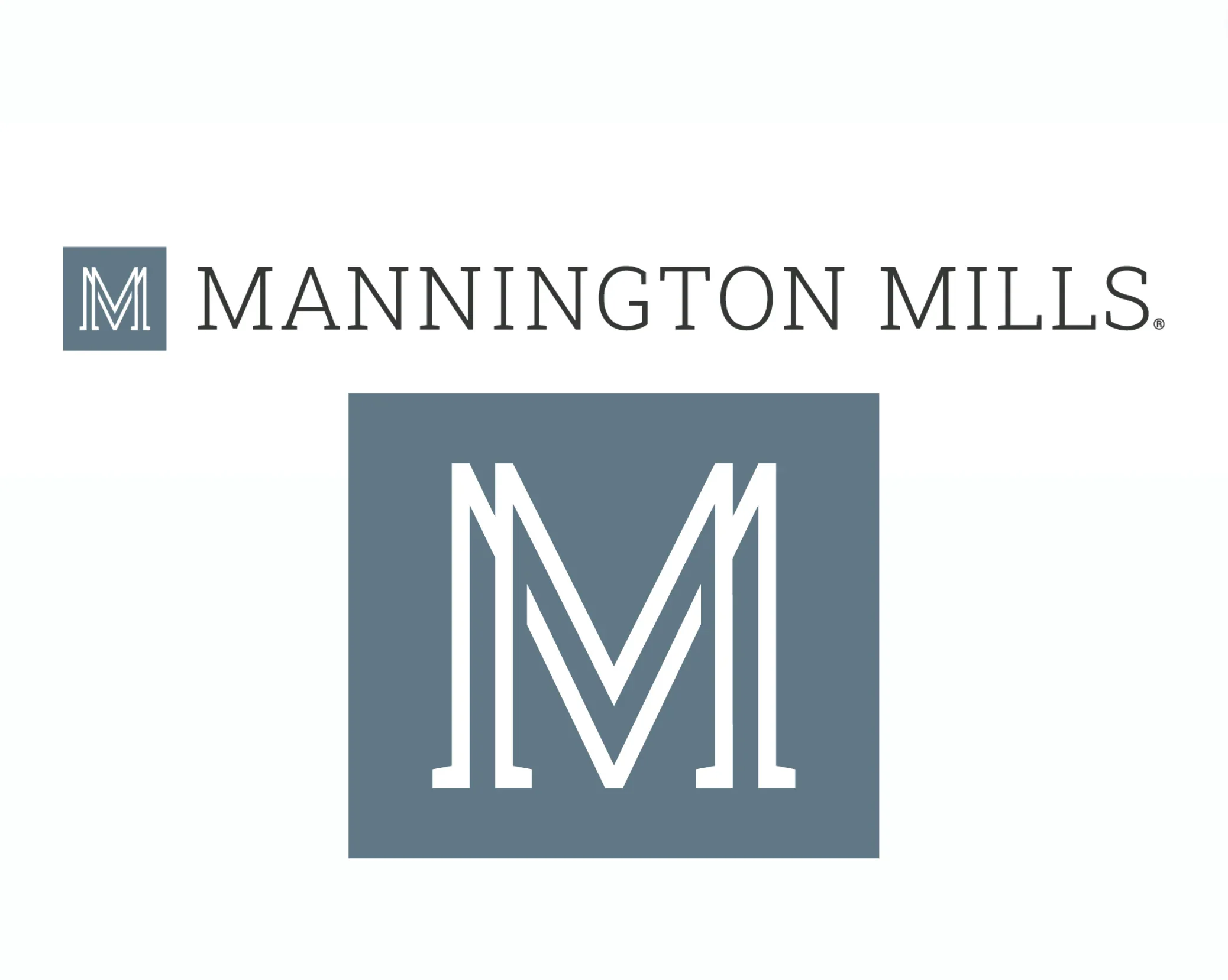 Mannington Mills logo featuring a stylized 'M' inside a square and the company name written next to it.