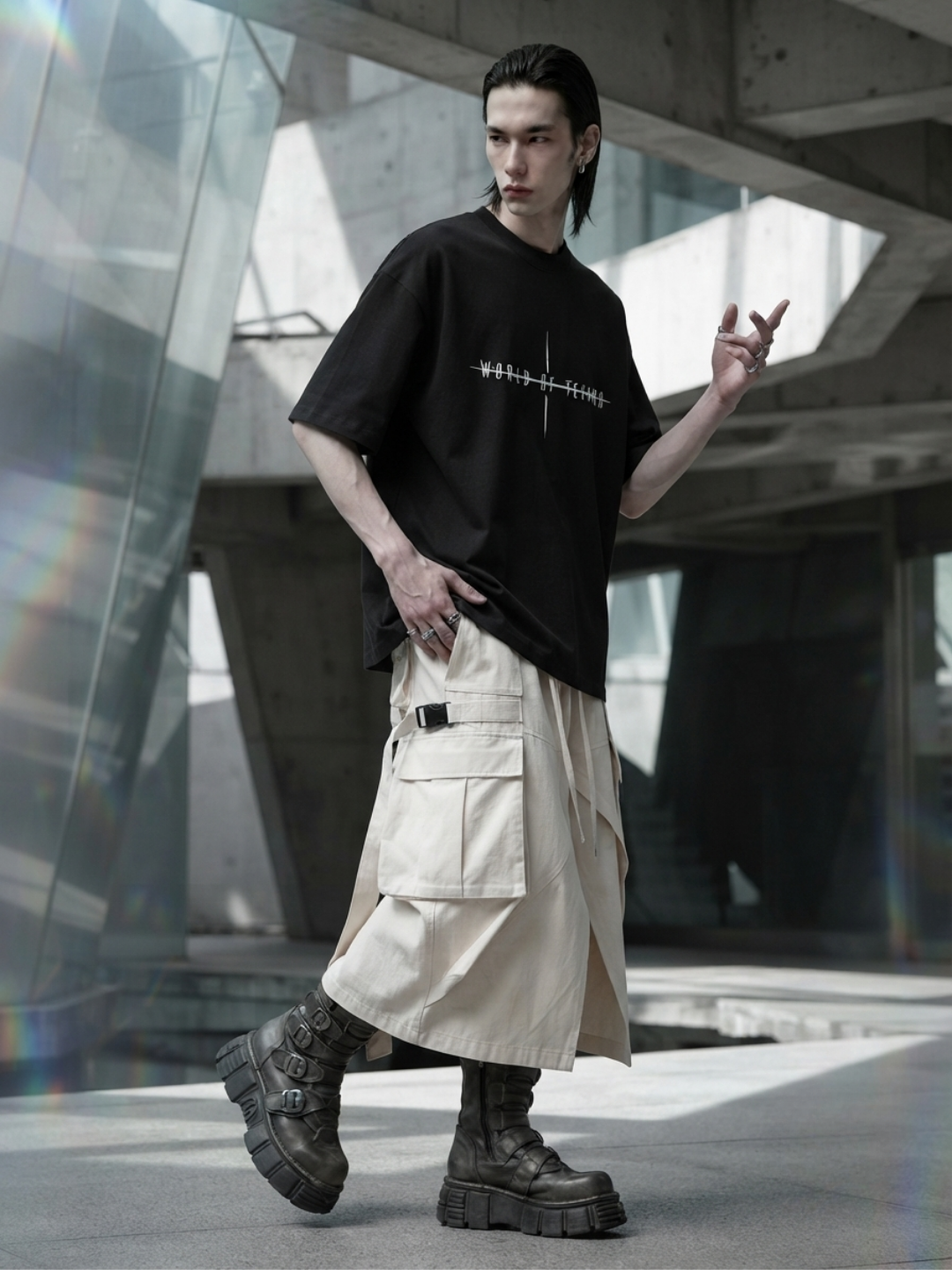 Model man with t-shirt Techno Studios World of Techno