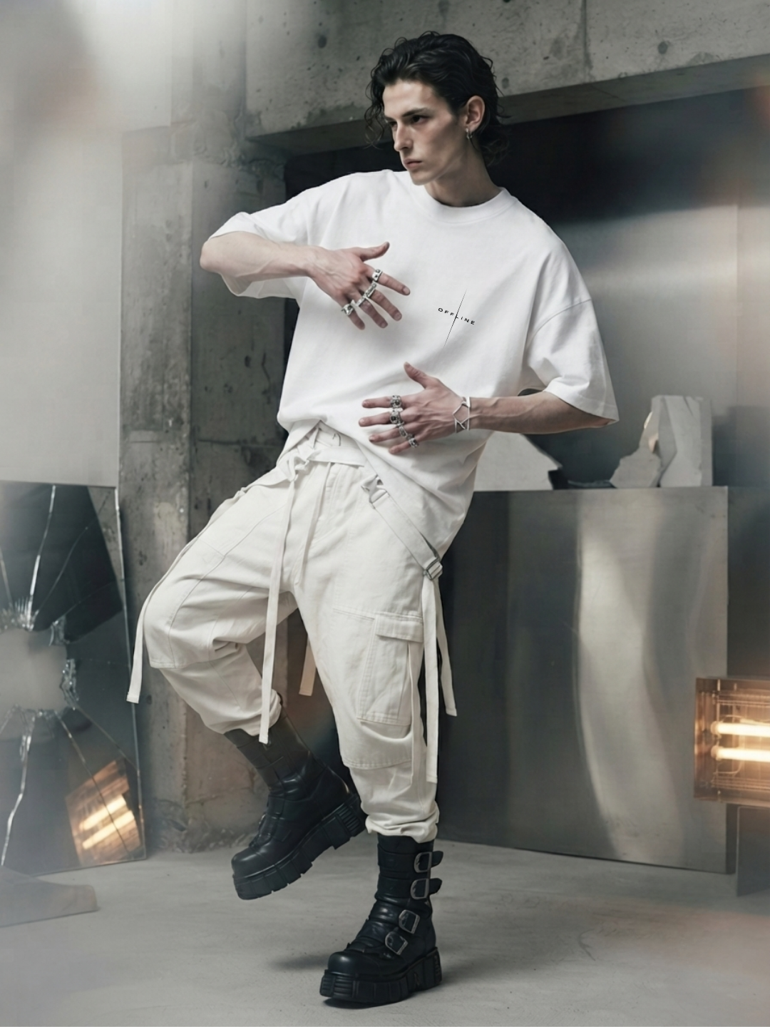 Model man with t-shirt Techno Studios Offline