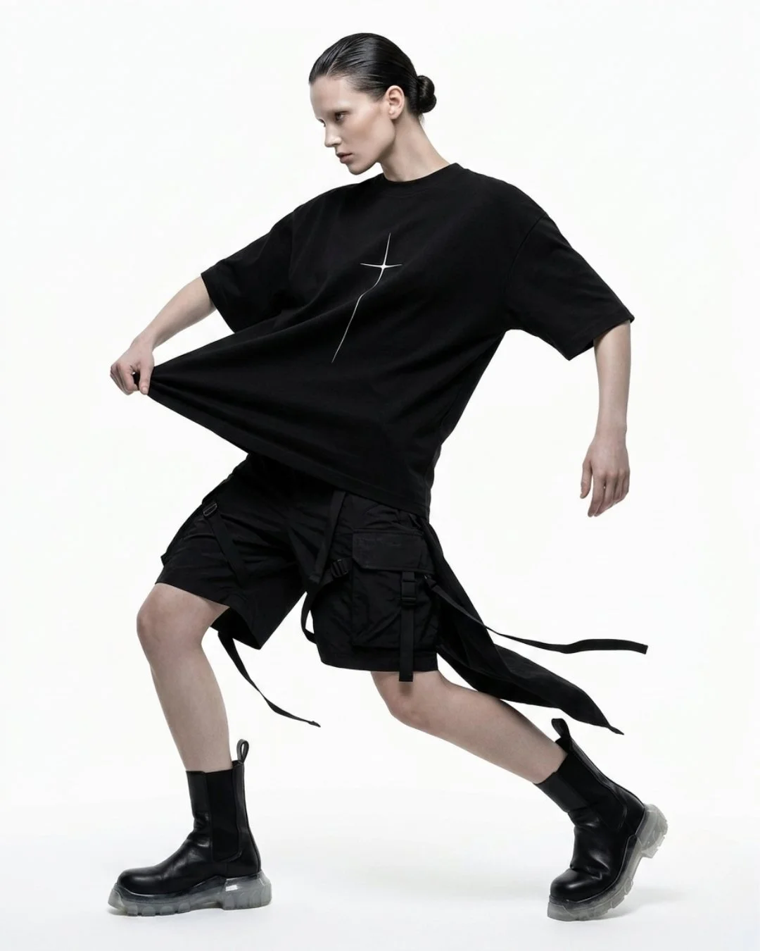 Model woman wearing t shirt techno studios north