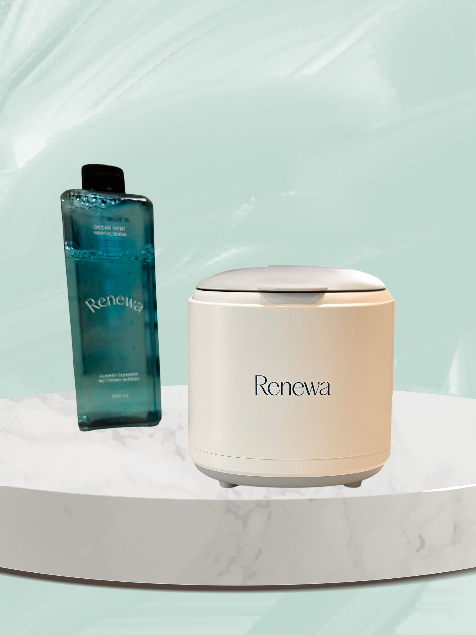 Lume ultrasonic oral appliance cleaner with UVC sterilization and removable tank by Renewa