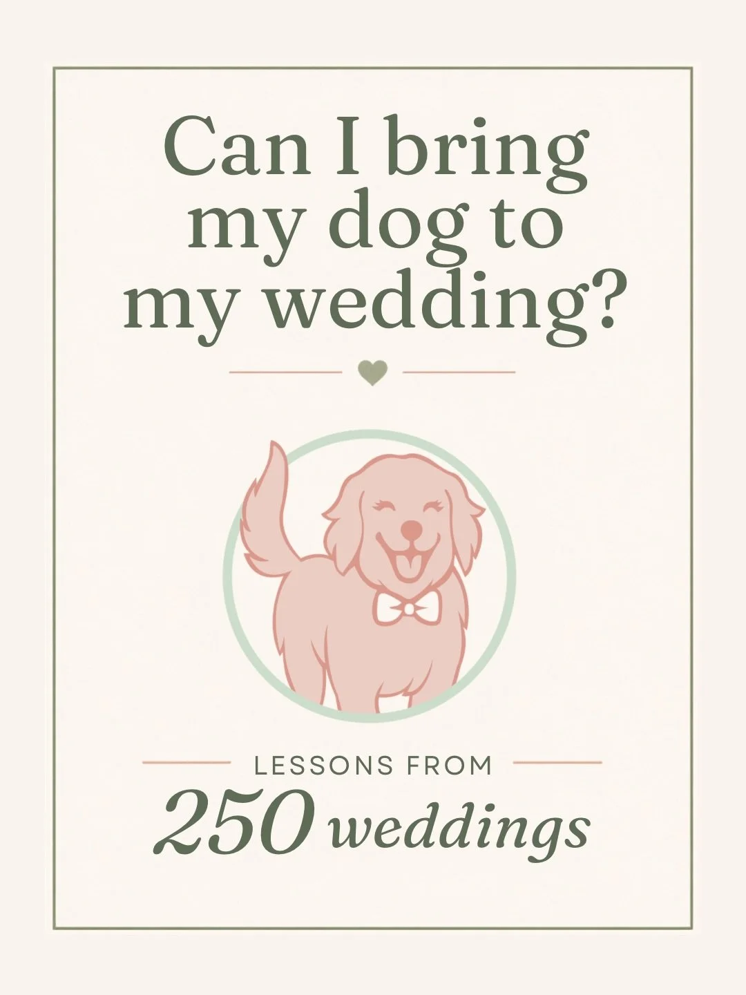 After 250 weddings, here&rsquo;s something I strongly believe:

Not every dog should attend every part of a wedding. 

A great wedding day for one dog might mean walking down the aisle, greeting guests, and soaking up attention.

For another dog, the