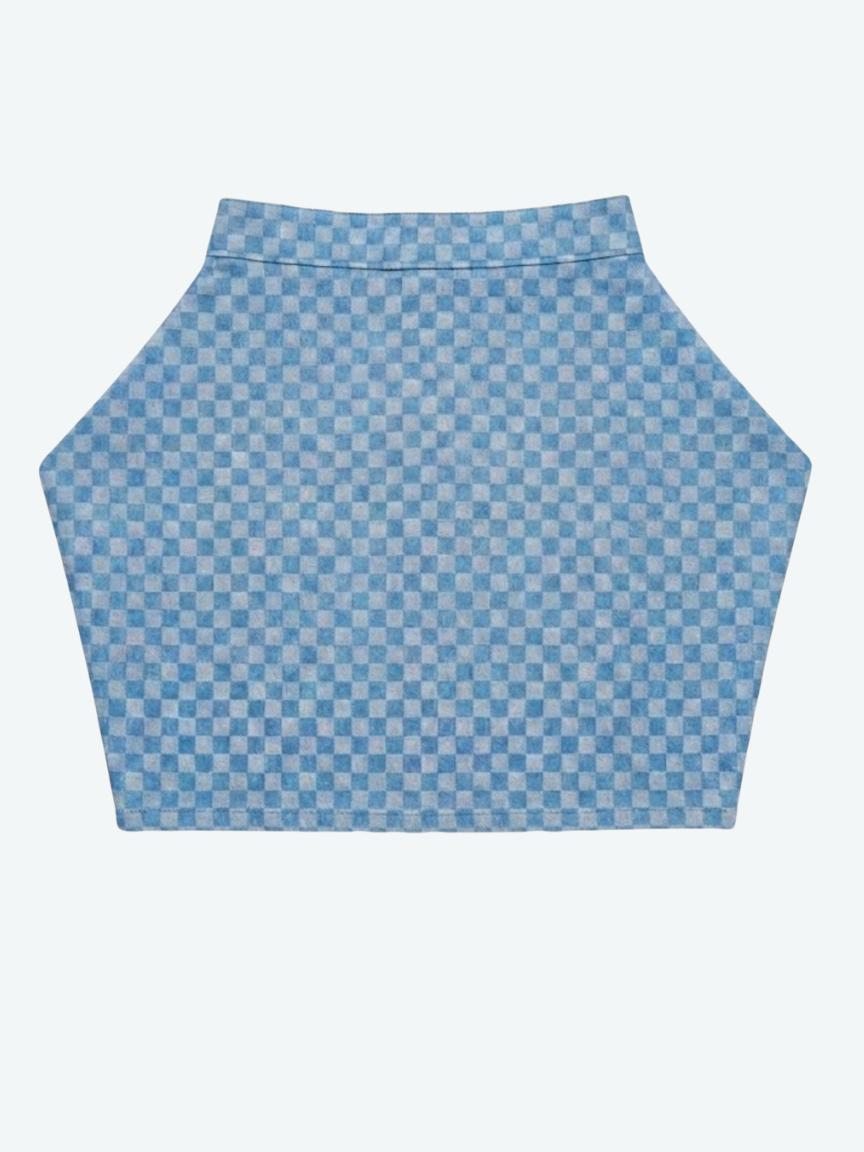 Checkerboard  Denim  Skirt $129