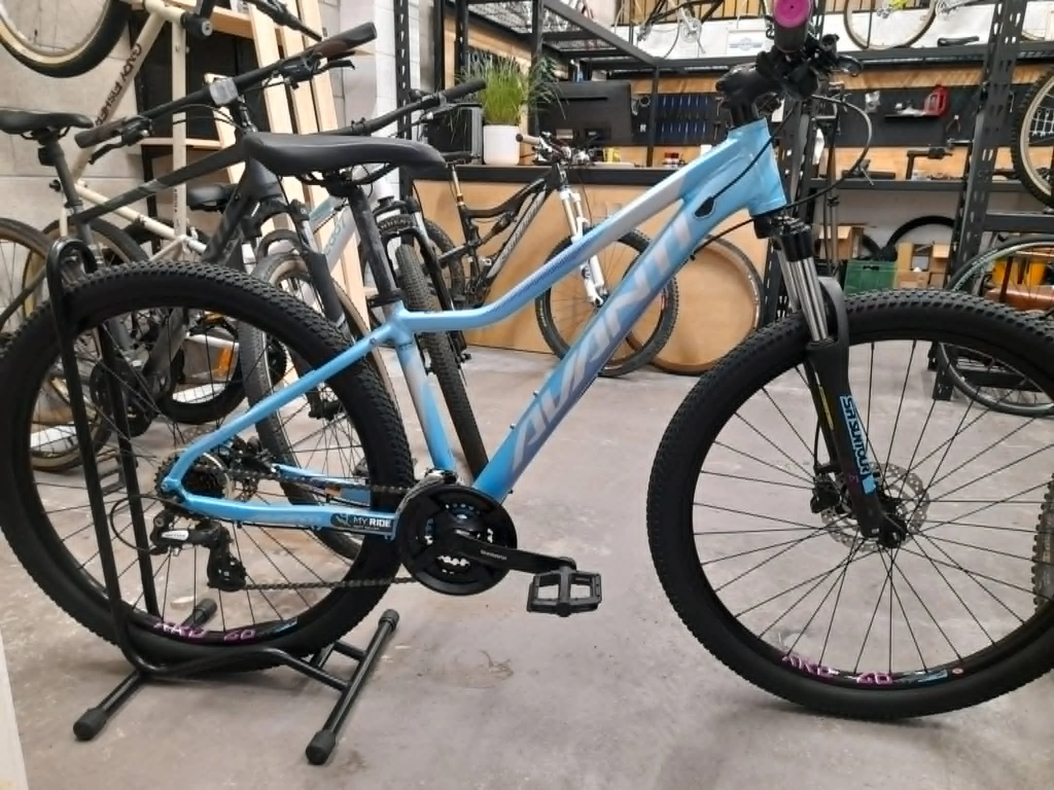 Lightly used Avanti recreational MTB in for a mid level service after sitting in the shed for a couple of years. The new shared paths have inspired the owner to start using at least on the weekly :) This is the "hers" bike to the black roadie.