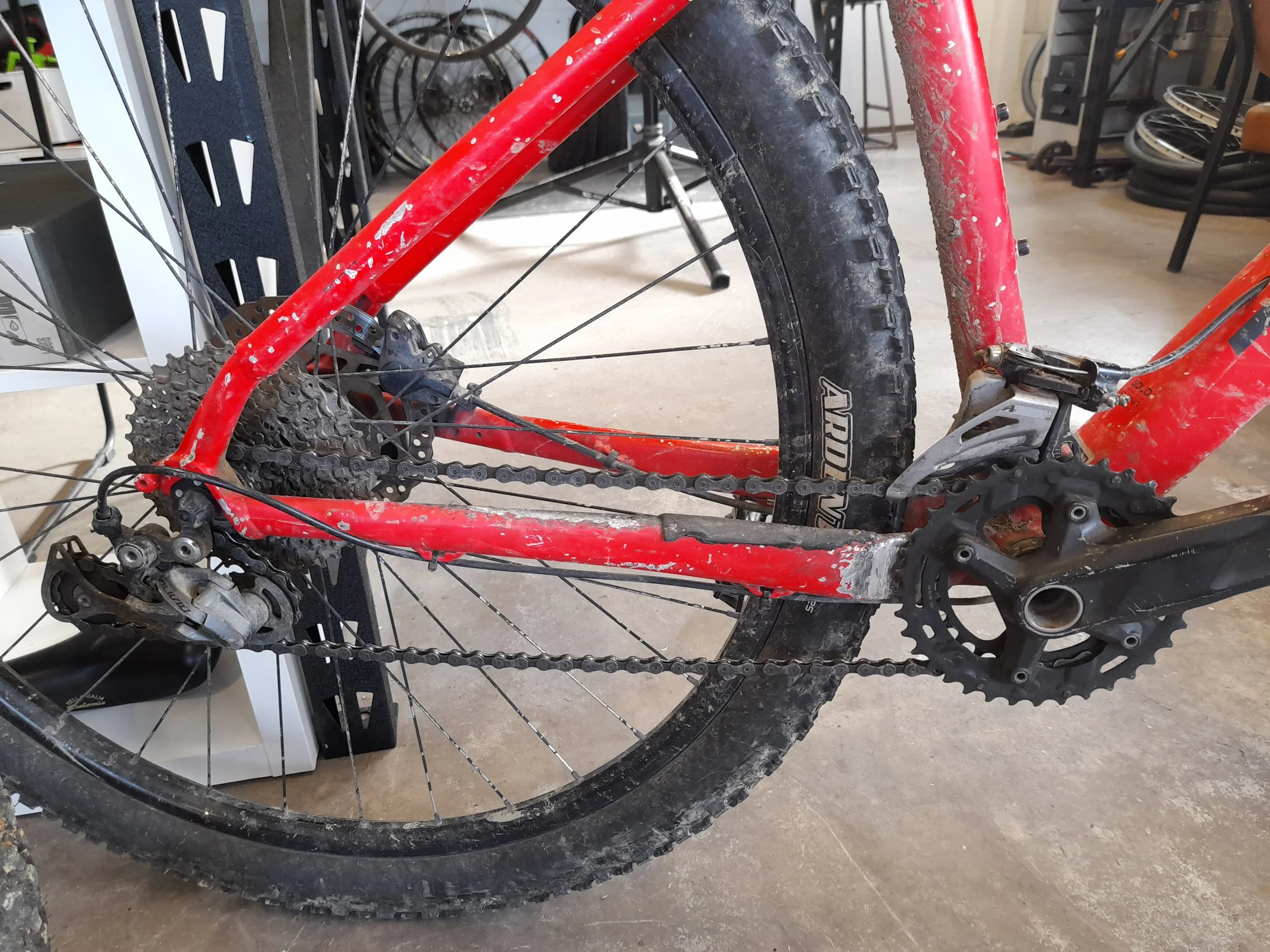 Shimano 2 x 9 Alivio before...