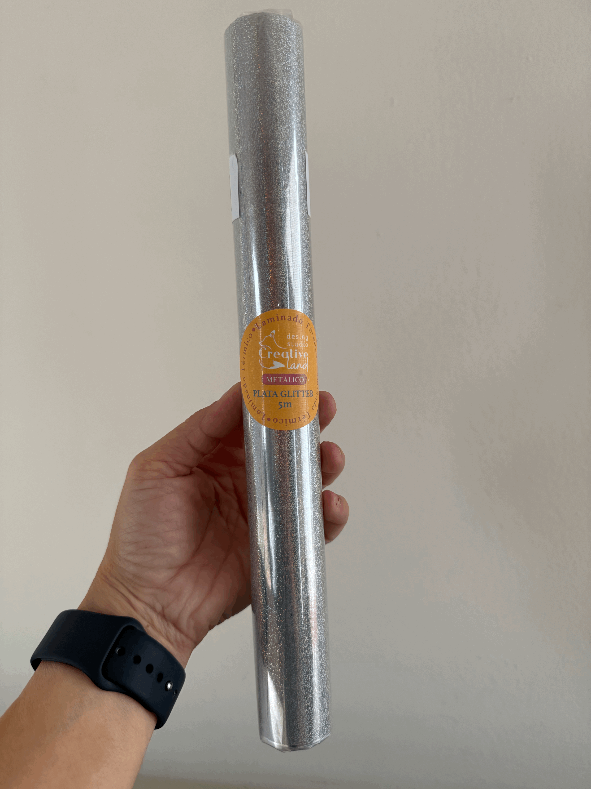 Laminado metálico plata glitter 5mts CL