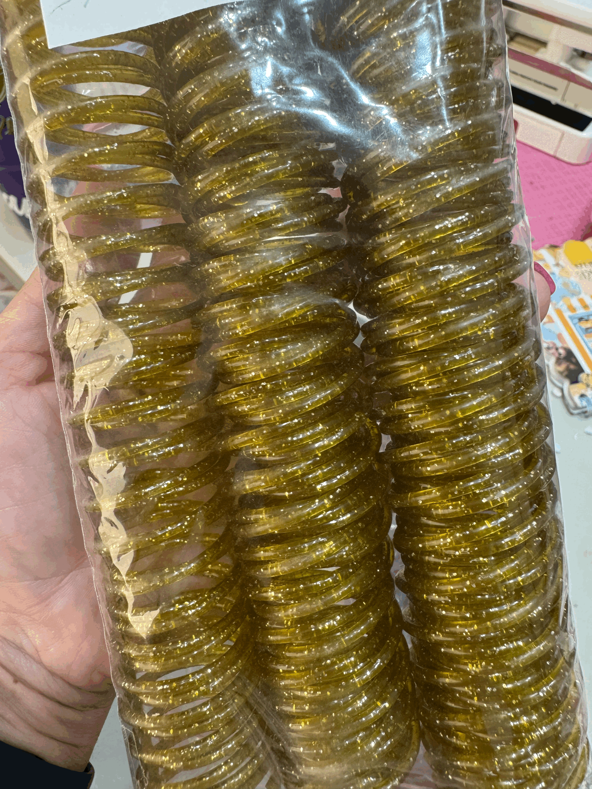 ESPIRAL DORADO GLITTER 2.5 CM 16 PZAS