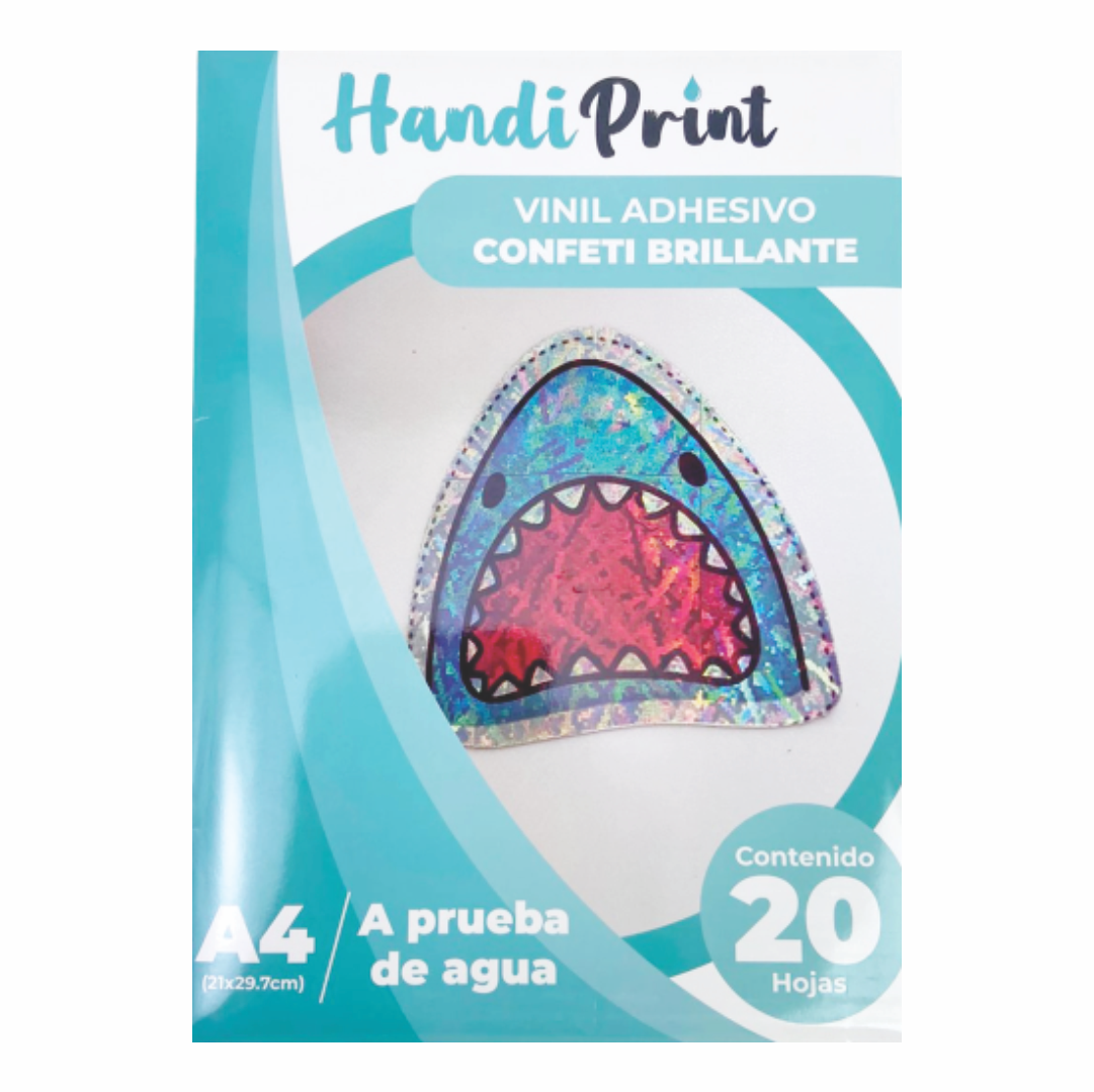 Vinil Adhesivo Confeti Brillante HP Inkjet A4