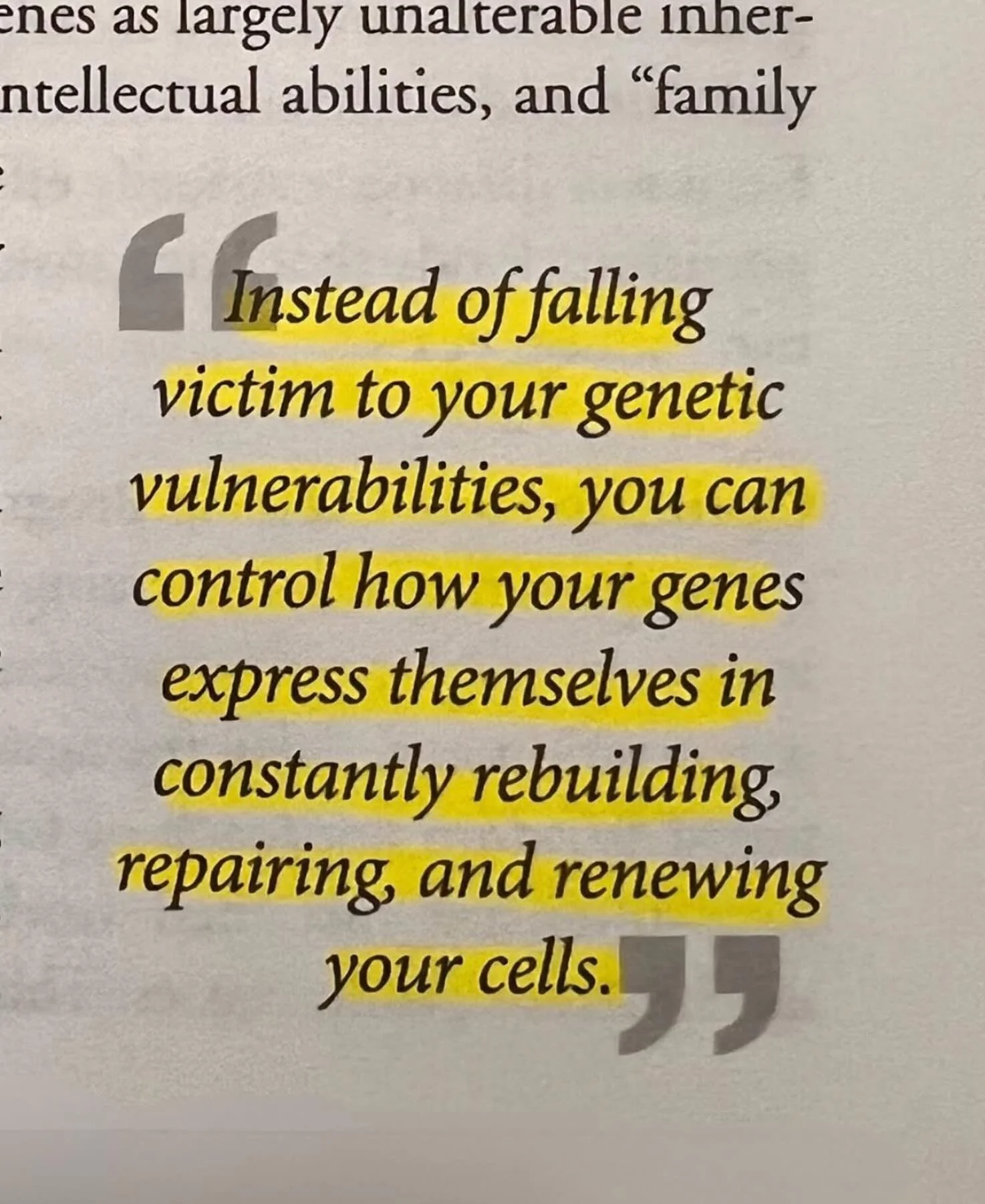 Your genes are not your destiny.

While you can&rsquo;t change the genes you were born with, you can influence how they behave. Every day, your choices send signals to your body.

✅ Strength training
✅ Quality sleep
✅ Real food
✅ Daily movement
✅ Str