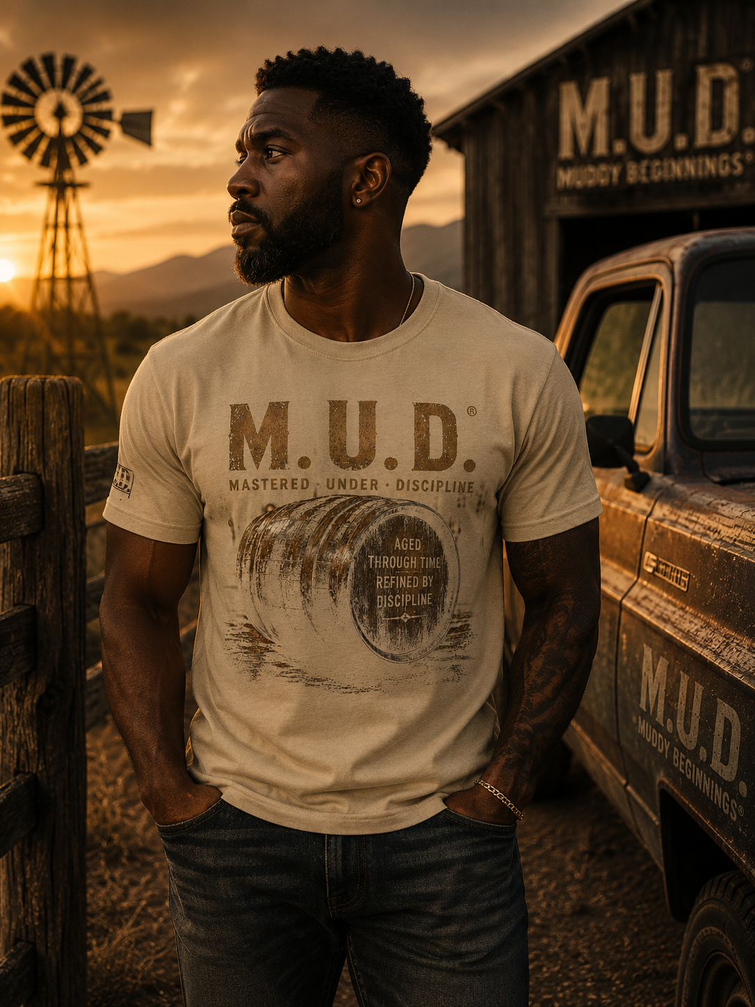 mud-muddy-beginnings-refined through hardship unisex fitted-graphic-tee.jpg.png