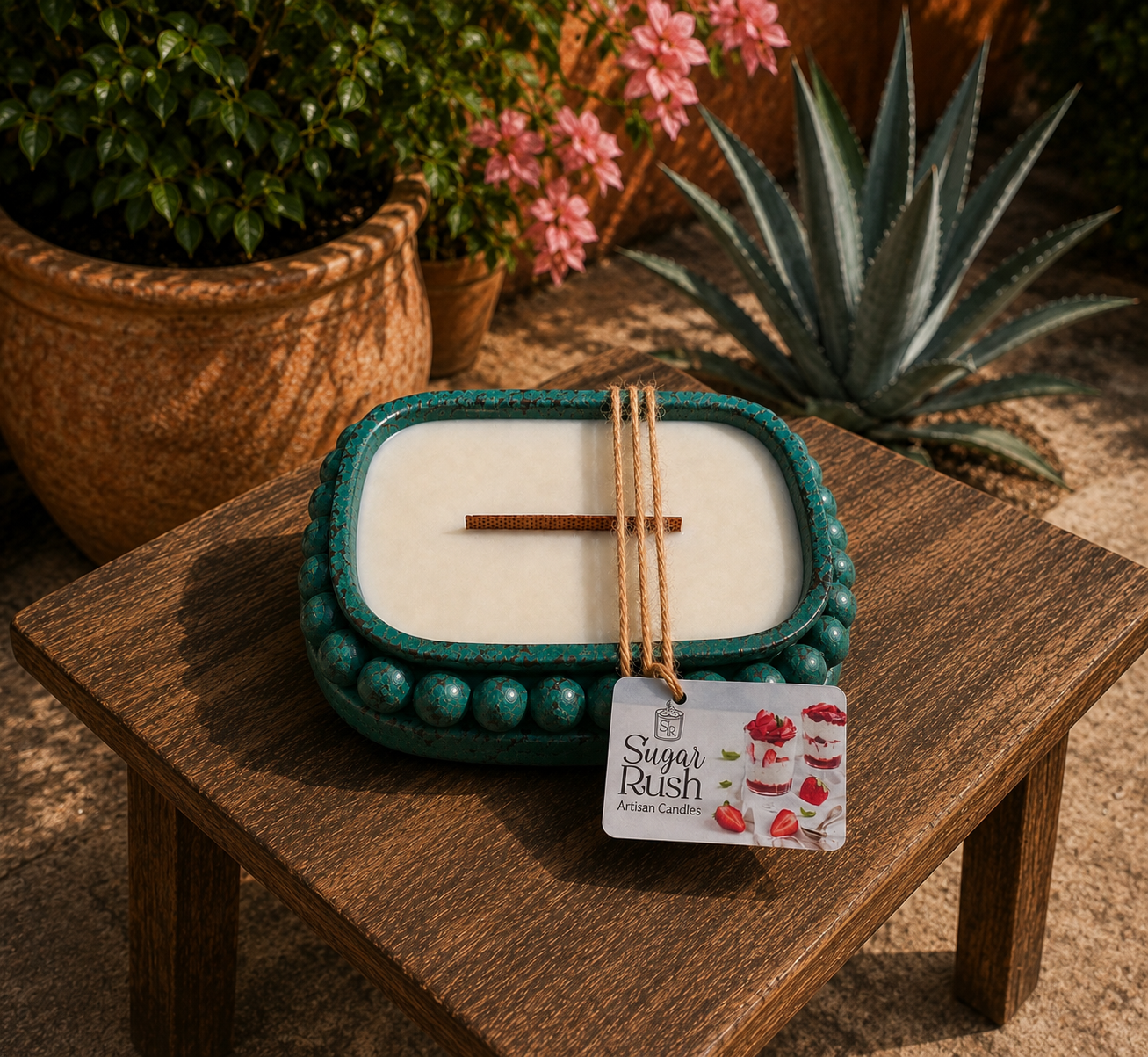 Fiesta Bead Oval Candle