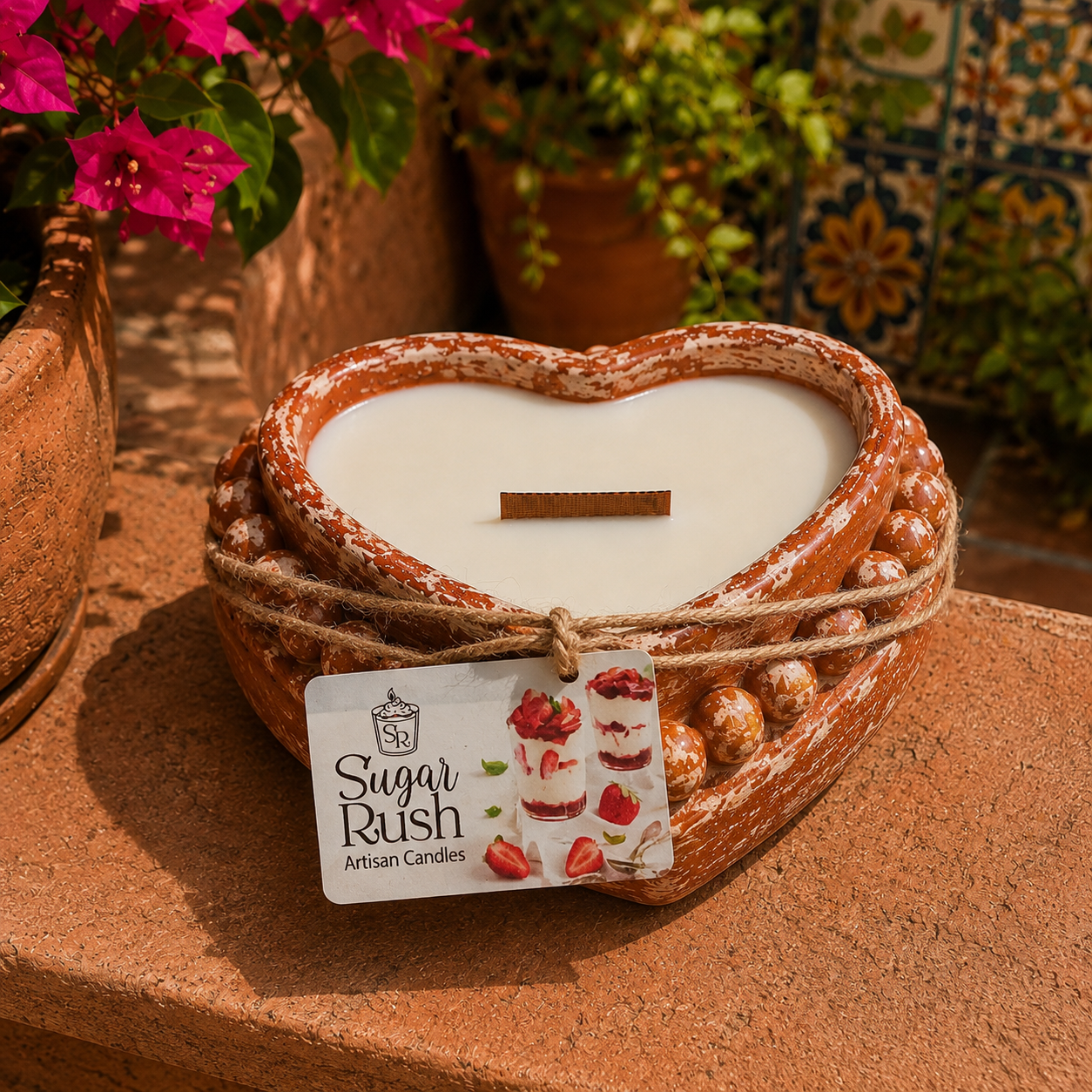 Fiesta Bead Heart Candle