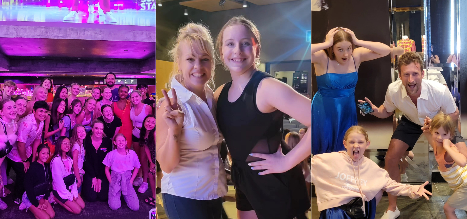 Dancers connecting and building community during Joffrey Ballet School Las Vegas summer intensive 2023 with group photos and social moments