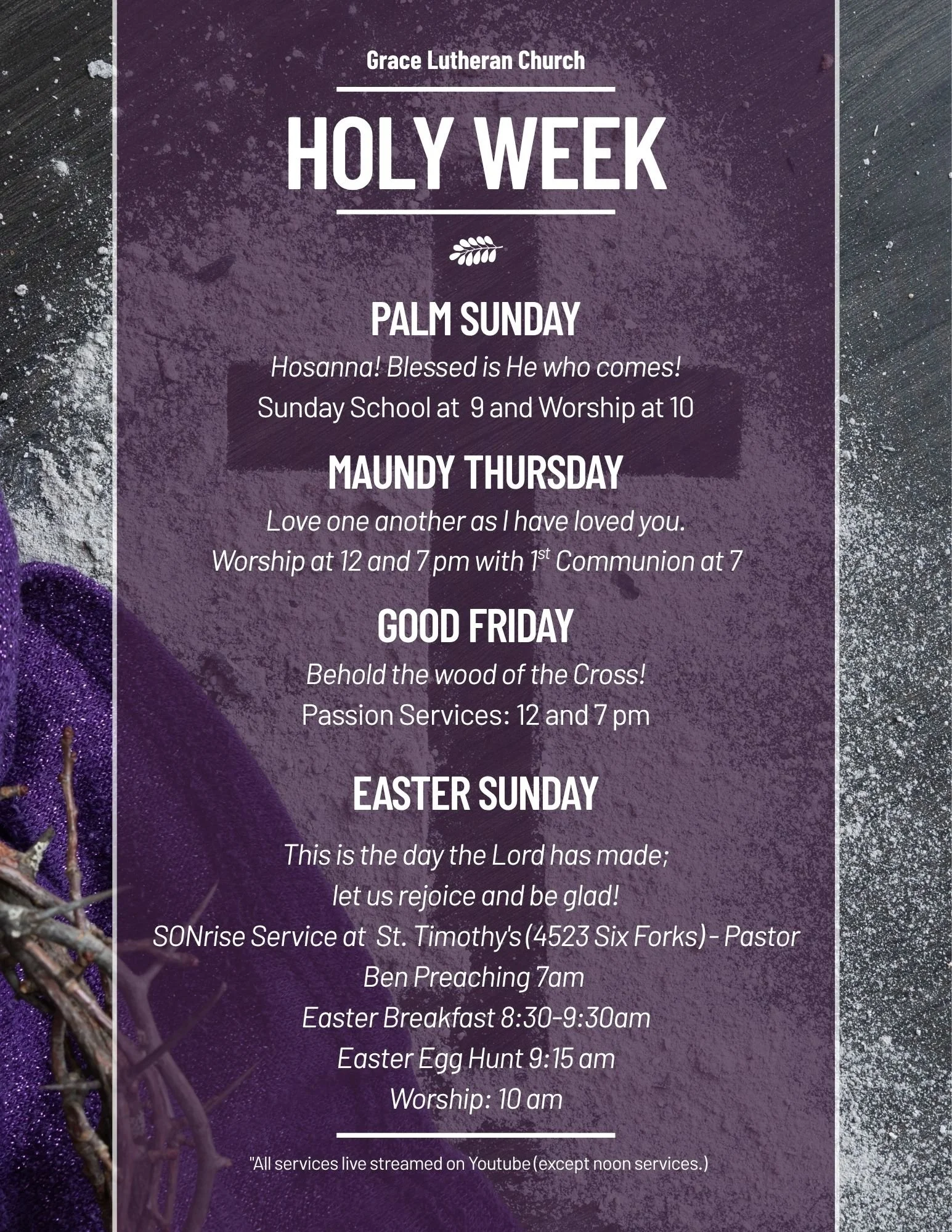 Holy Week Schedule