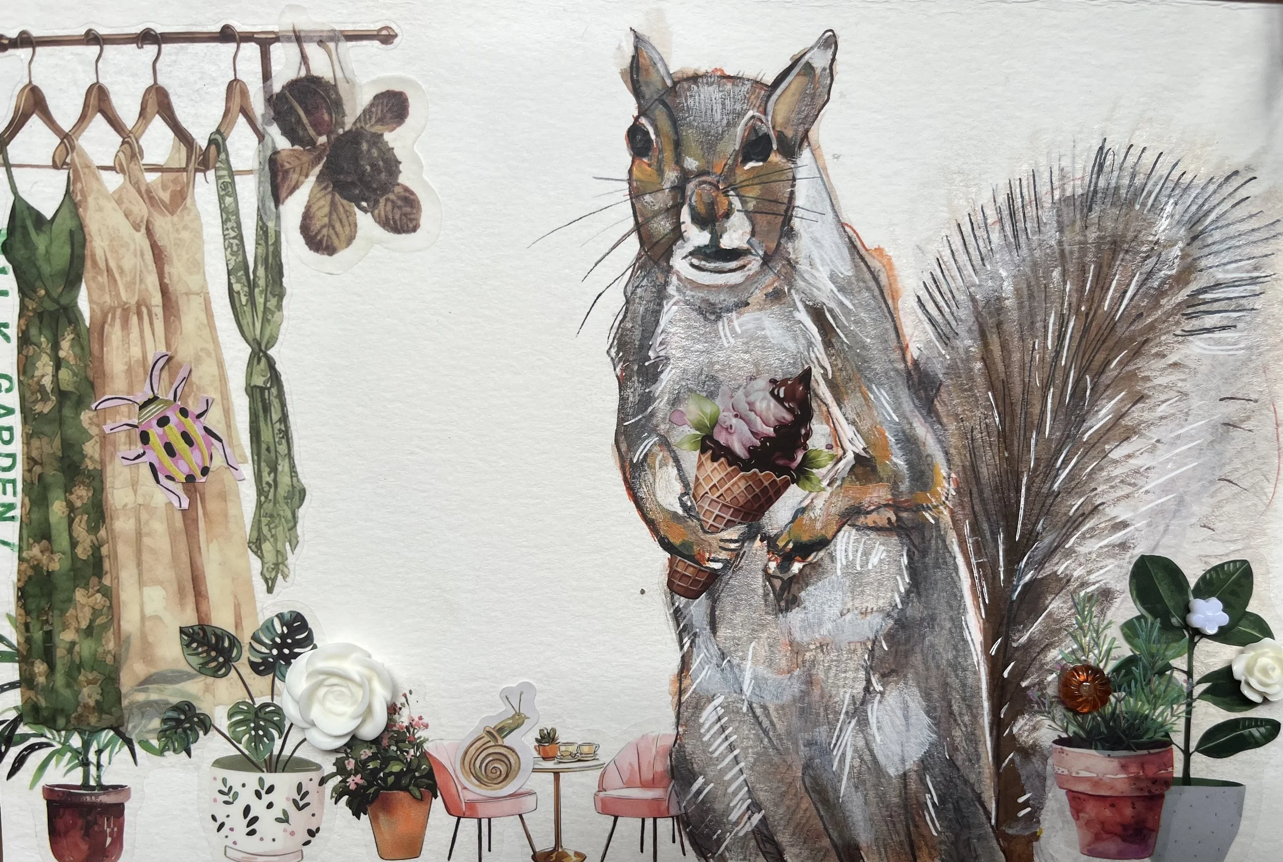 Painted squirrel + STICKERS/GEMS