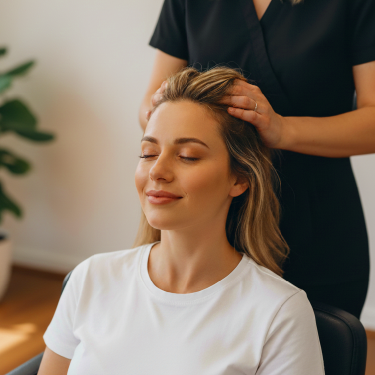 Hairstylist shampooing client’s hair in a salon