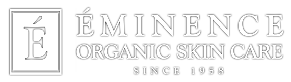 Logo for Éminence Organic Skin Care, established in 1958, with a stylized 'É' symbol.